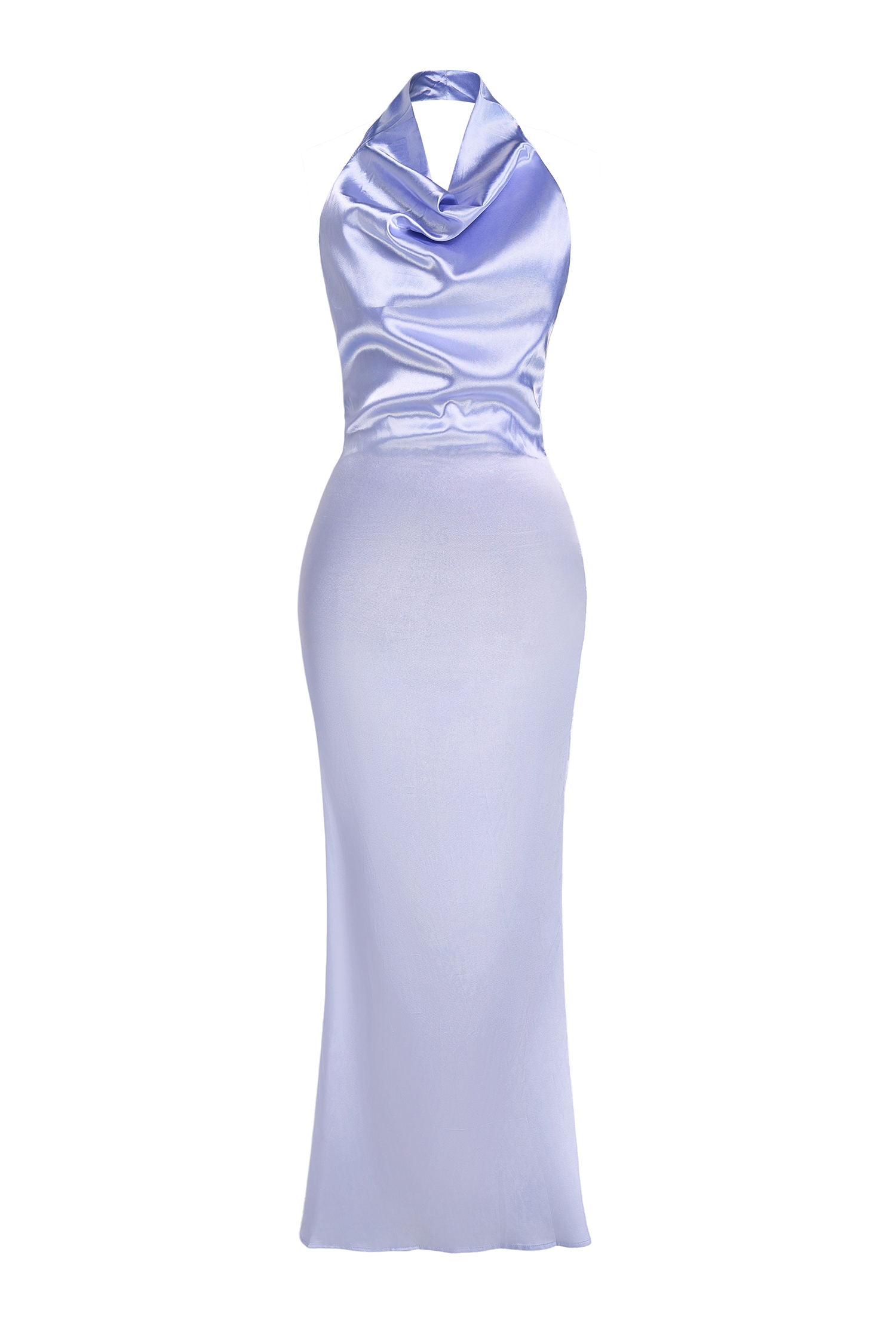 Satin Swing Collar Backless Maxi Dress