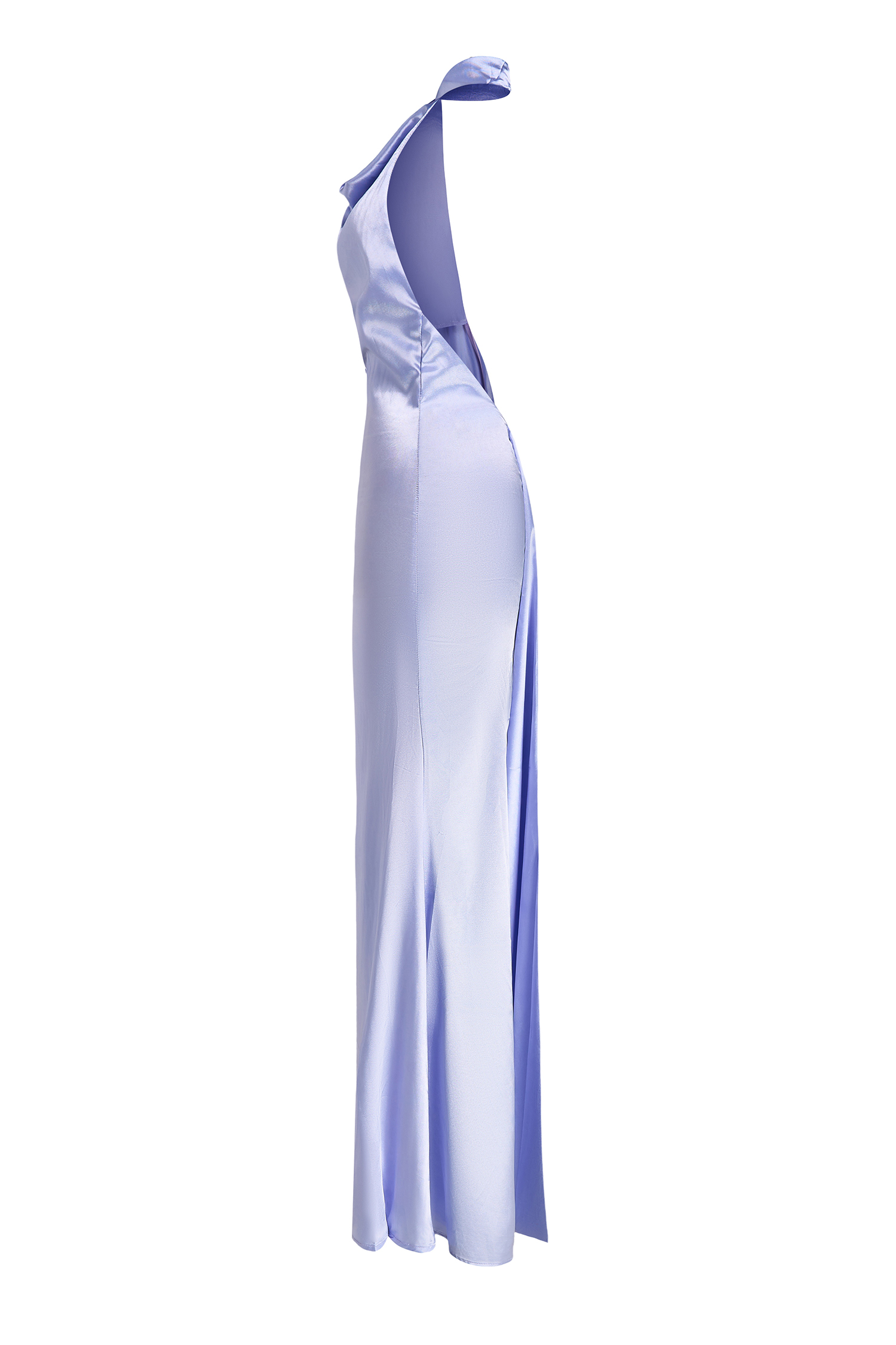 Satin Swing Collar Backless Maxi Dress