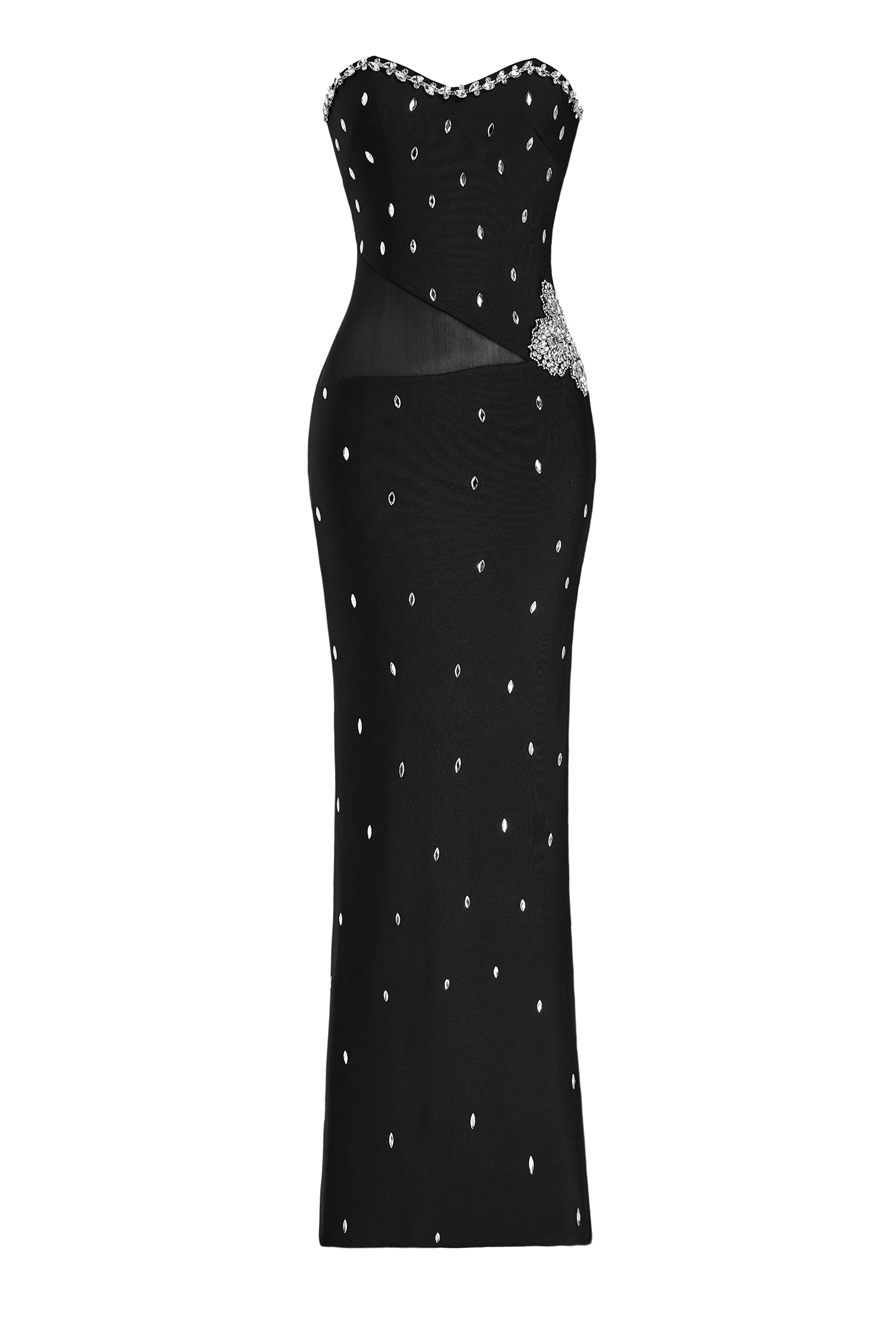 Bandage Rhinestone Off-Shoulder Maxi Dress