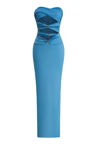 Cut-Out Off-Shoulder Knotted Maxi Dress