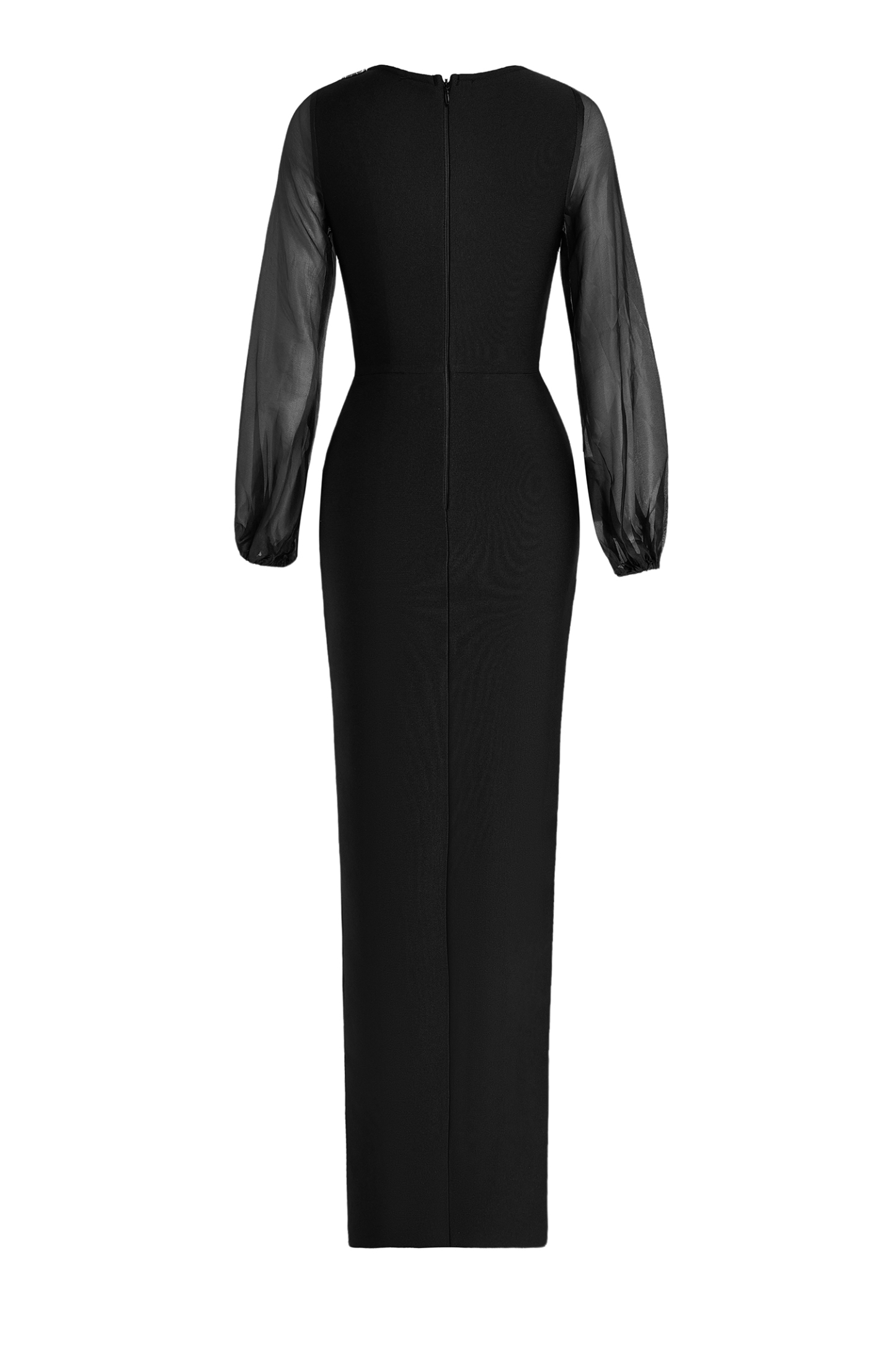 Mesh Splicing Bandage Rhinestone Maxi Dress