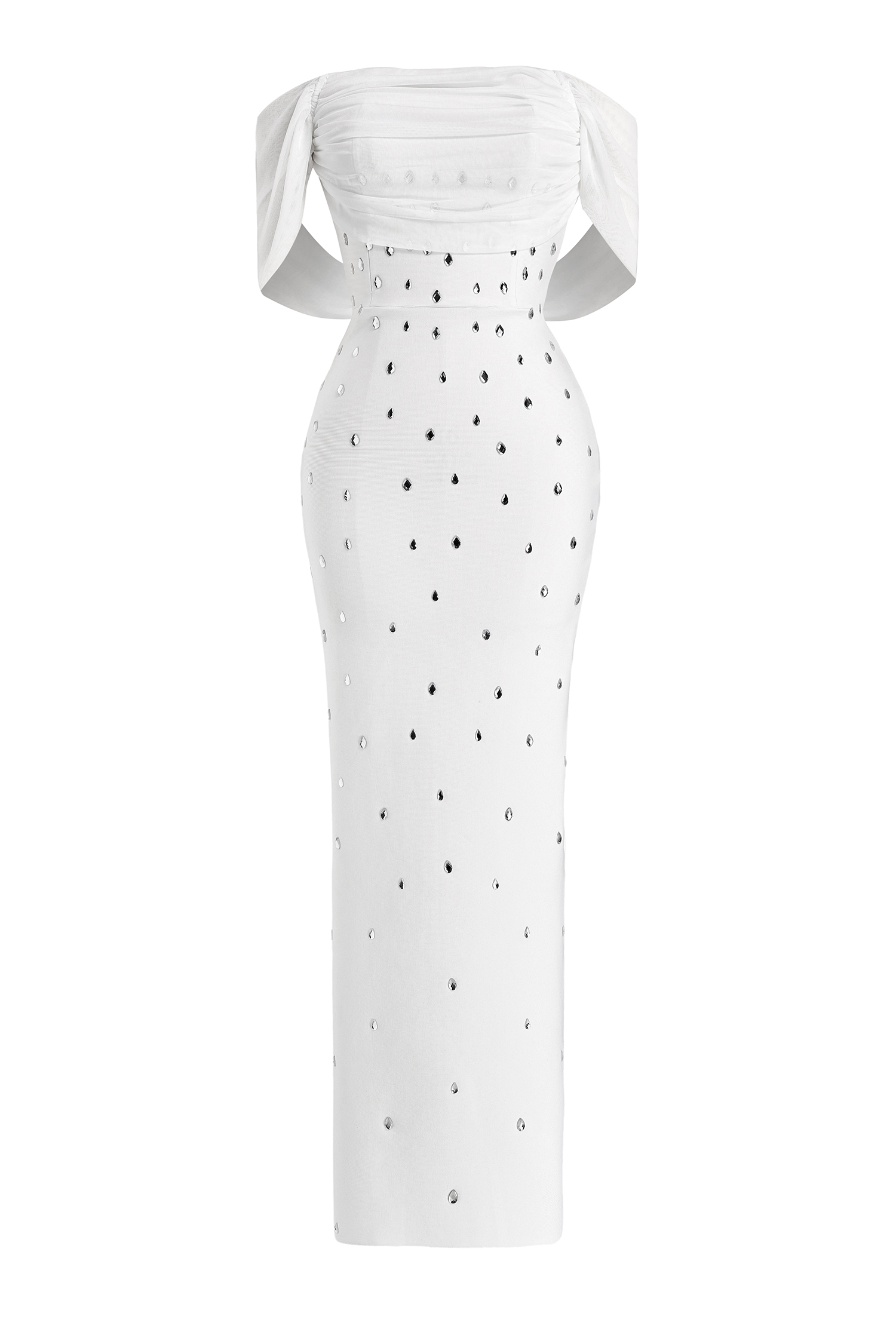 Bandage Rhinestone Off-Shoulder Midi Dress