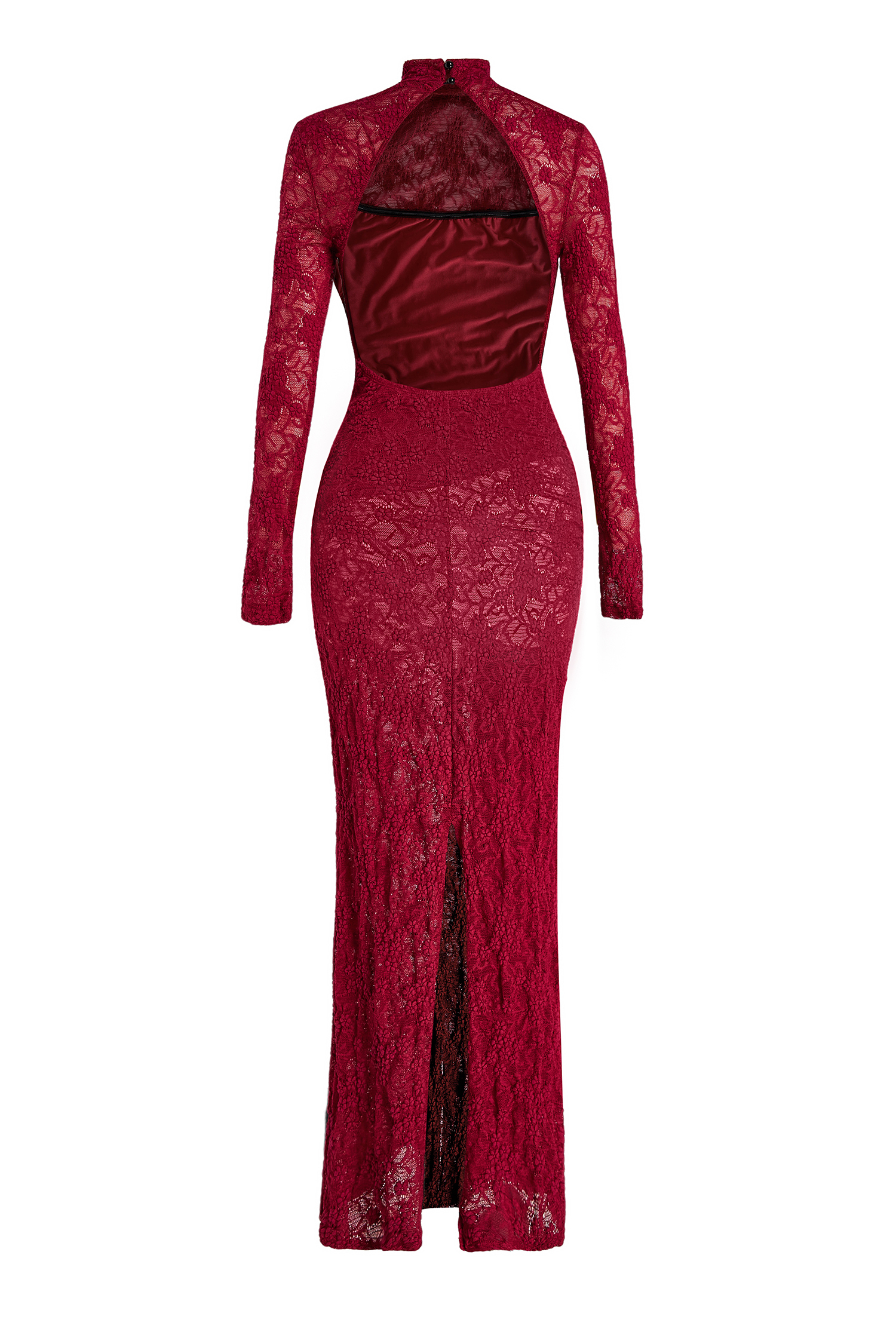 Lace Backless See-Through Maxi Dress