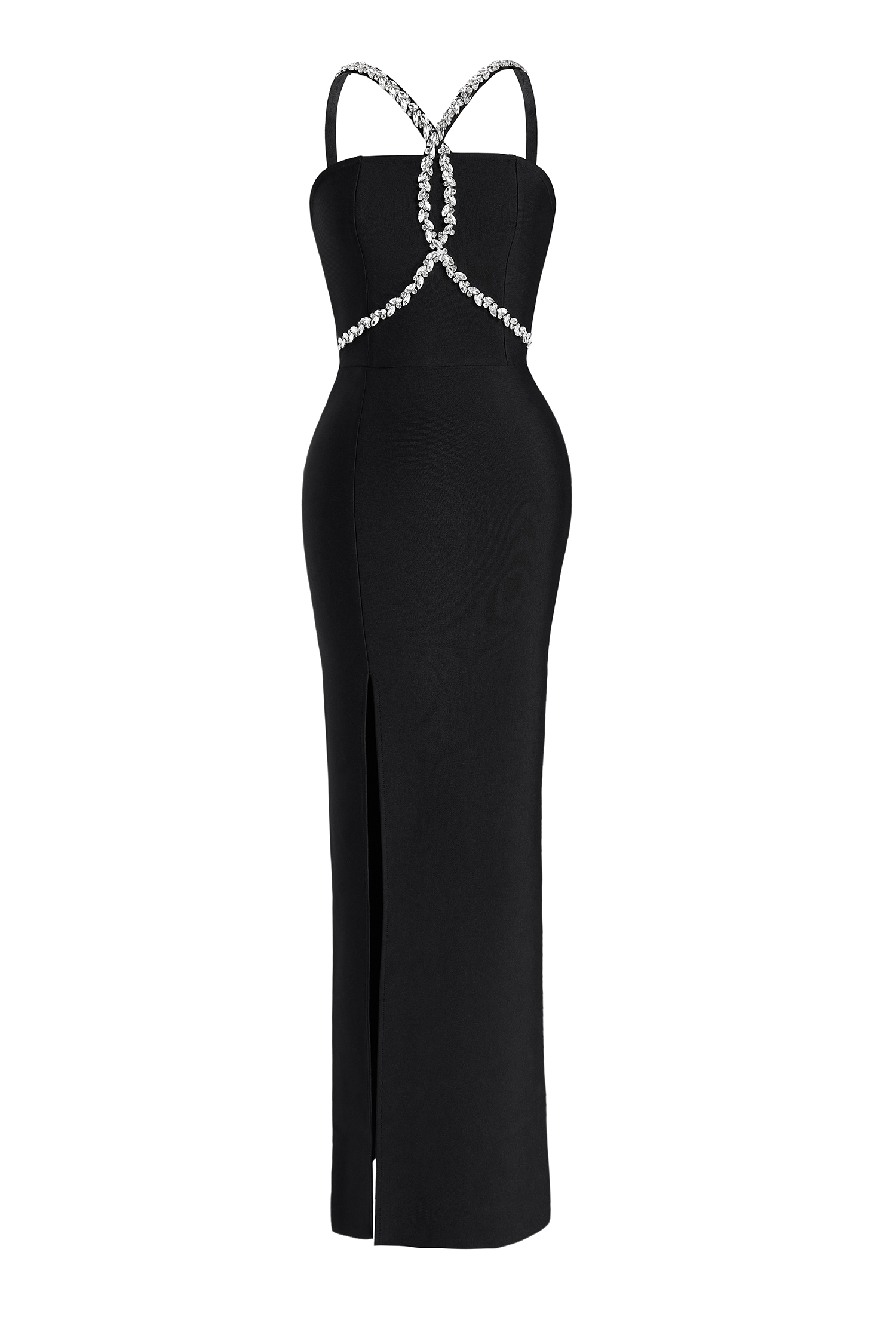 Bandage Rhinestone Halter Neck Maxi Dress