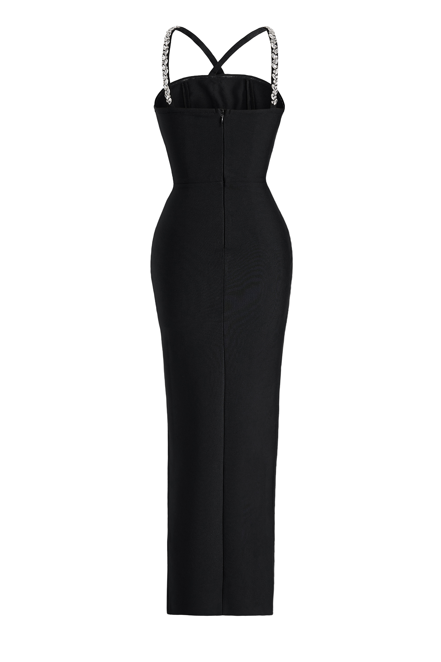 Bandage Rhinestone Halter Neck Maxi Dress