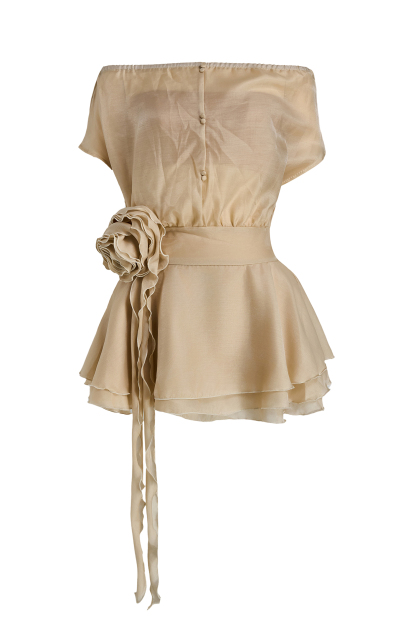 3D Flower Off-Shoulder Frill Mini Dress