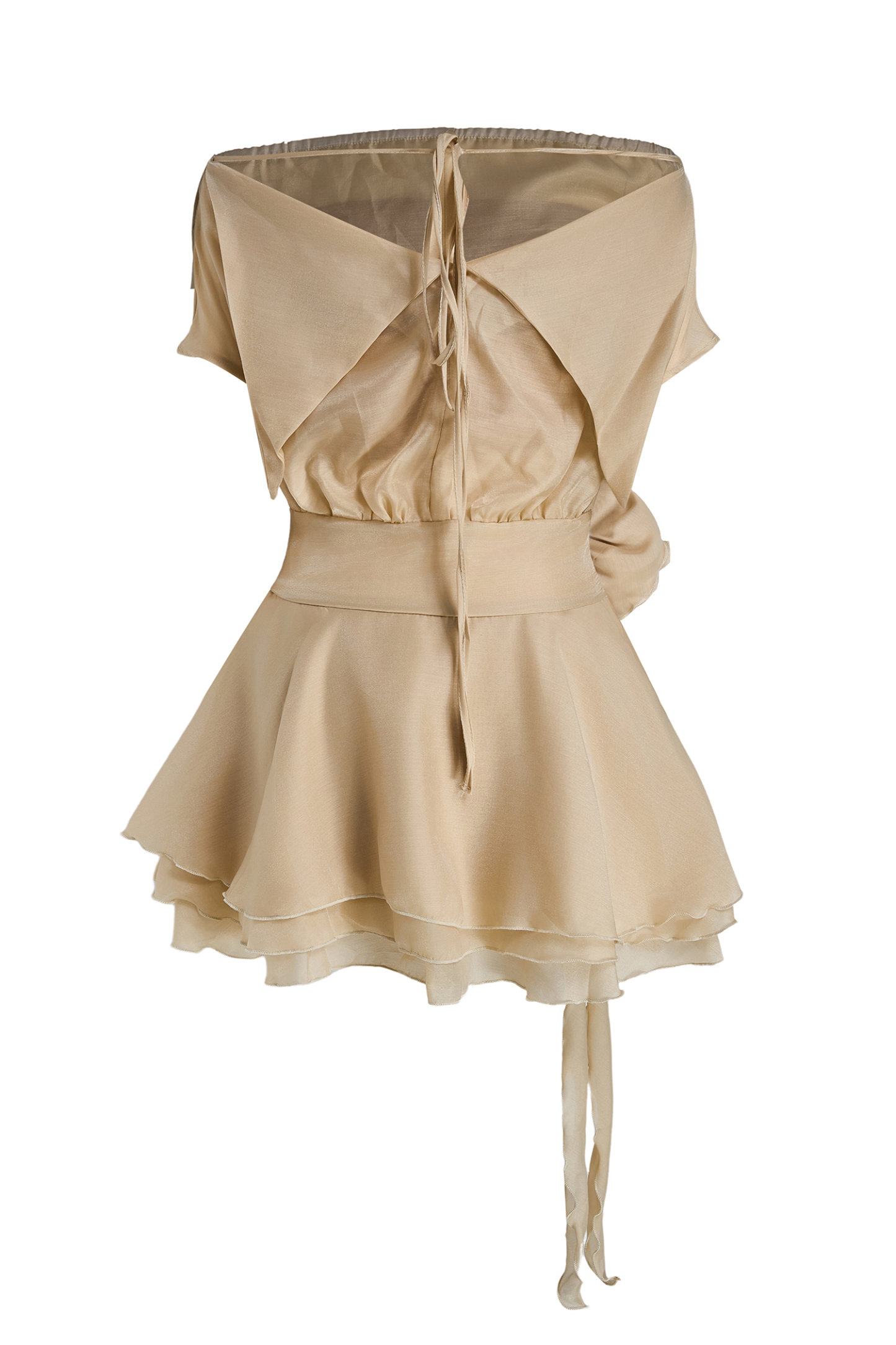 3D Flower Off-Shoulder Frill Mini Dress