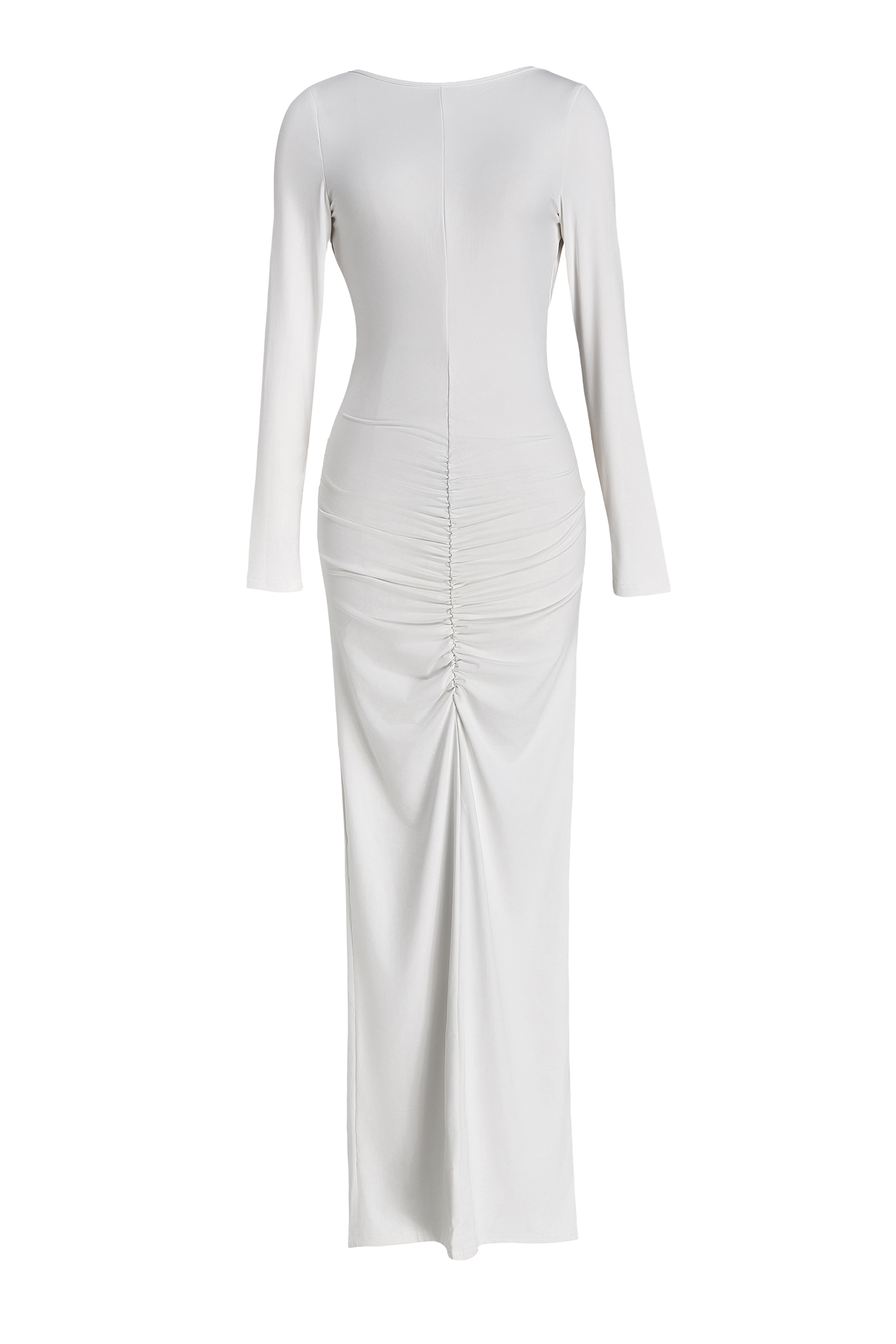 Long Sleeve Backless Gathering Maxi Dress