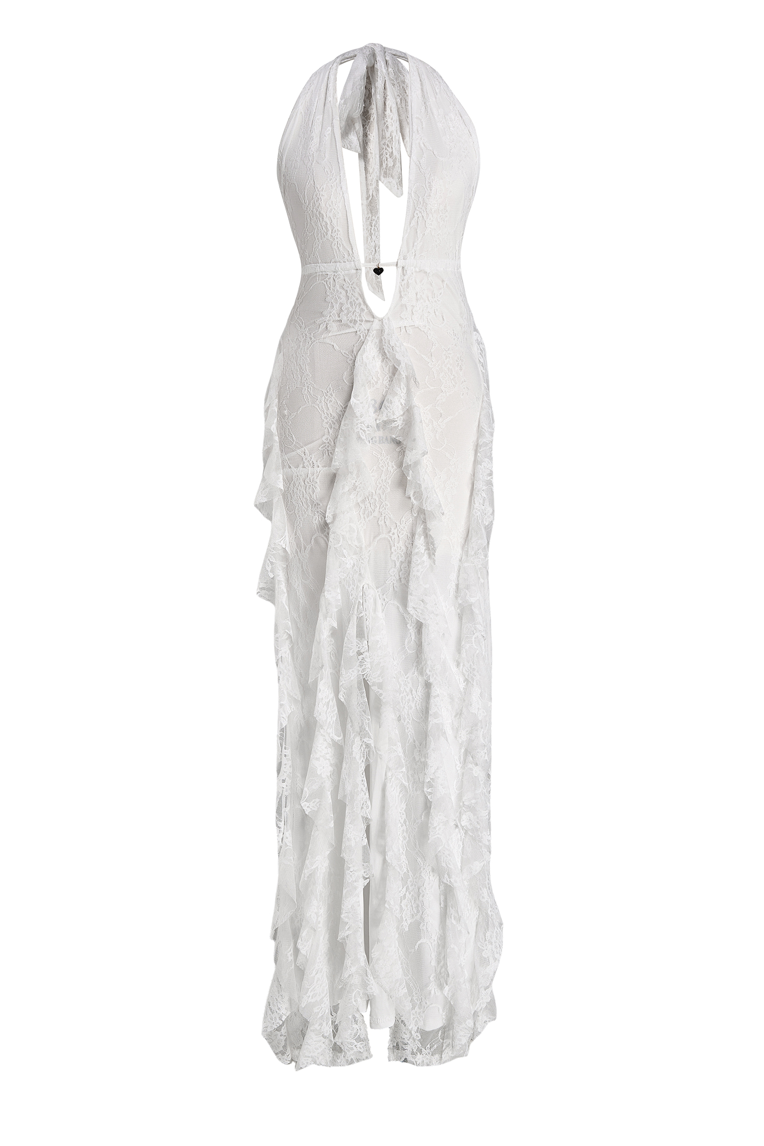 Lace Cut-Out Frill Maxi Dress