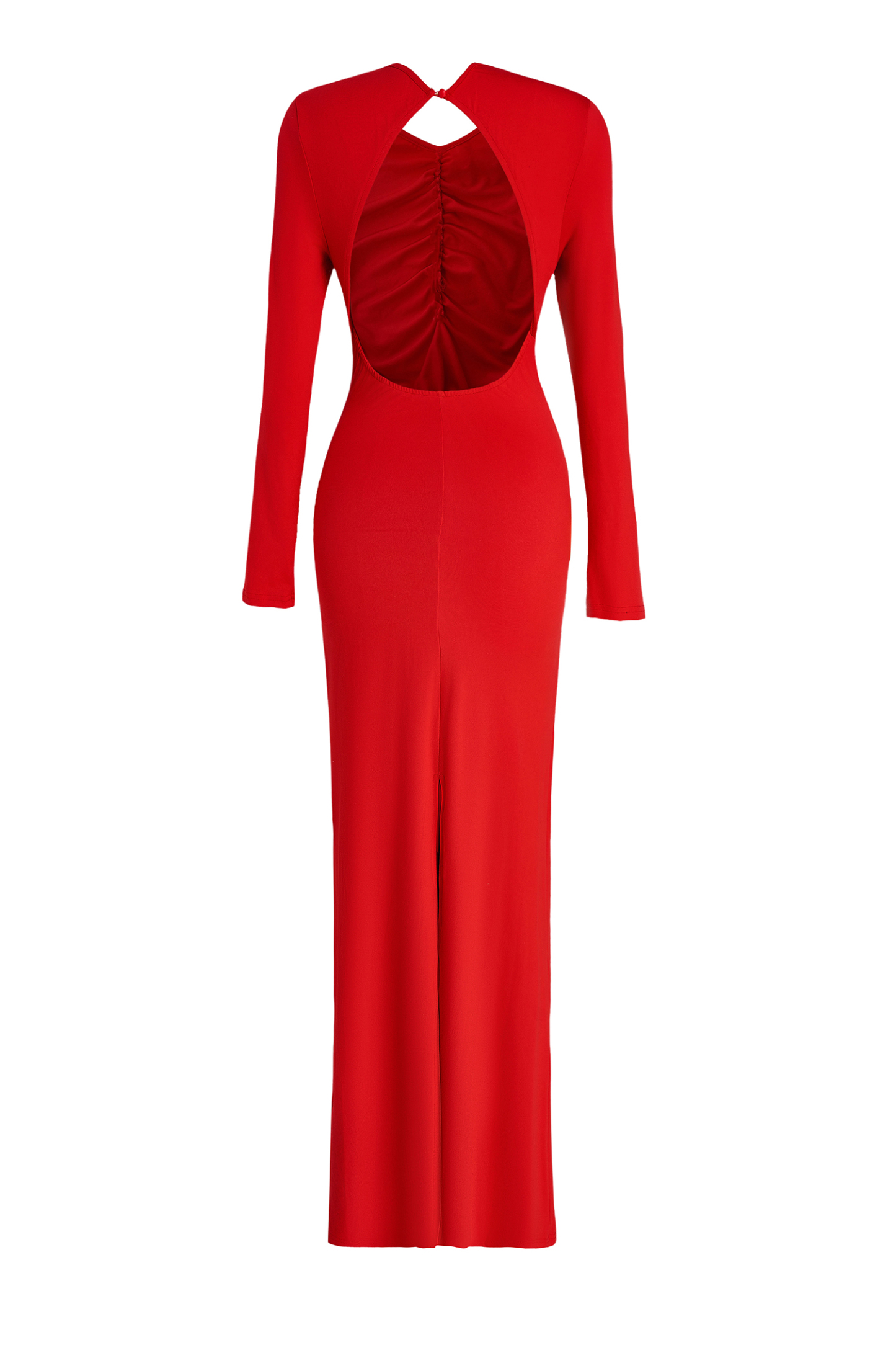 3D Flower Ruched Long Sleeve Midi Dress