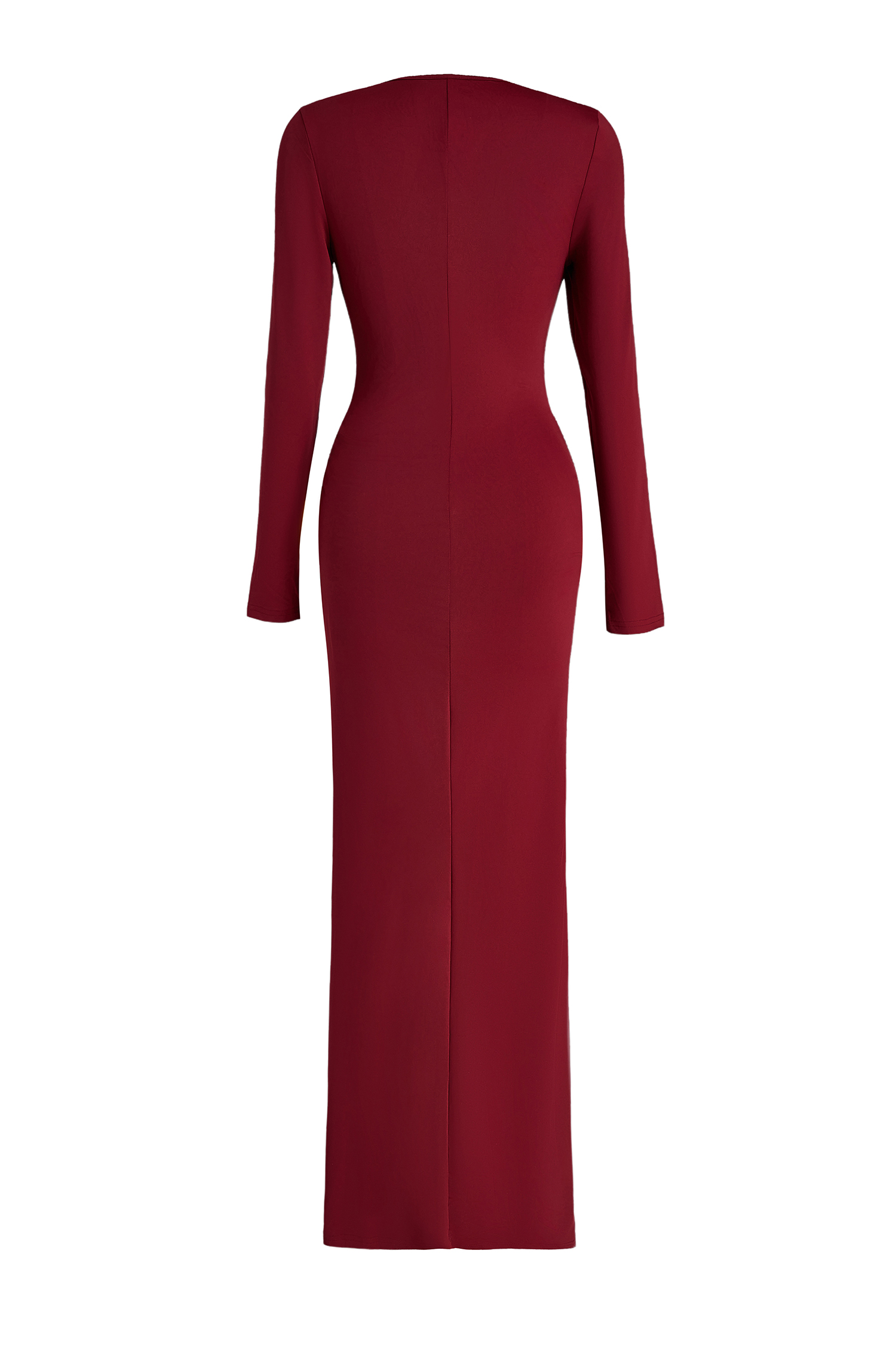 Long Sleeve V-Neck Metal Decoration Maxi Dress