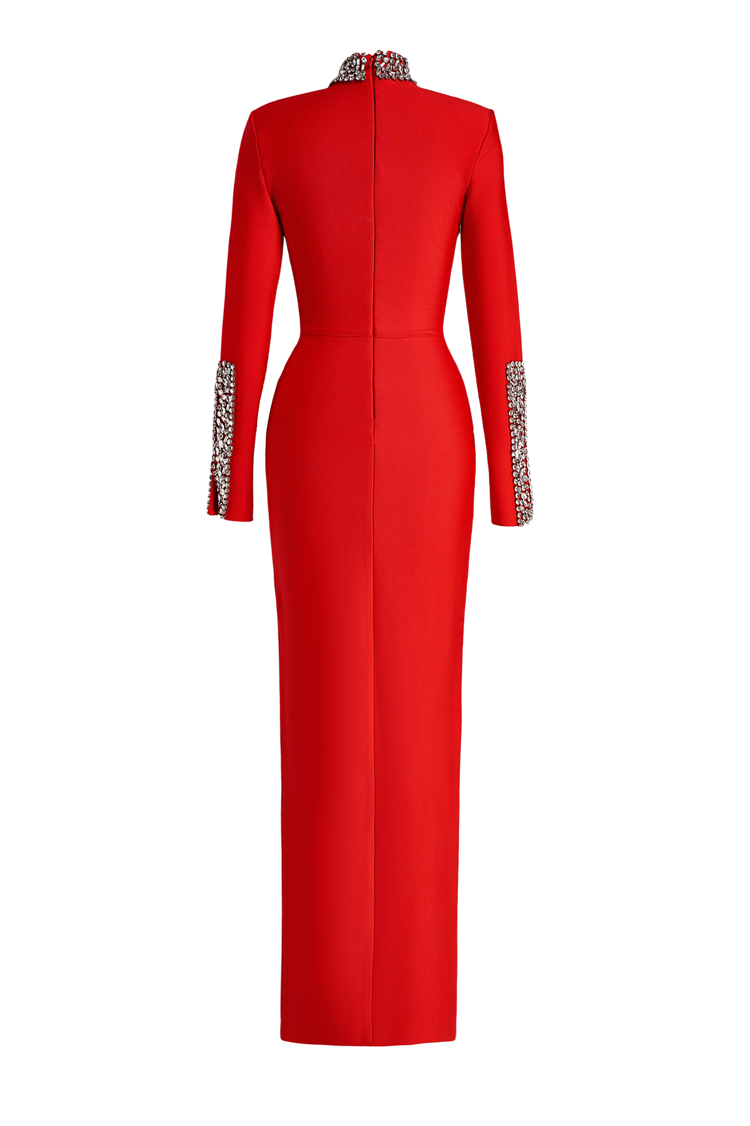 Rhinestone Bandage Long Sleeve Maxi Dress