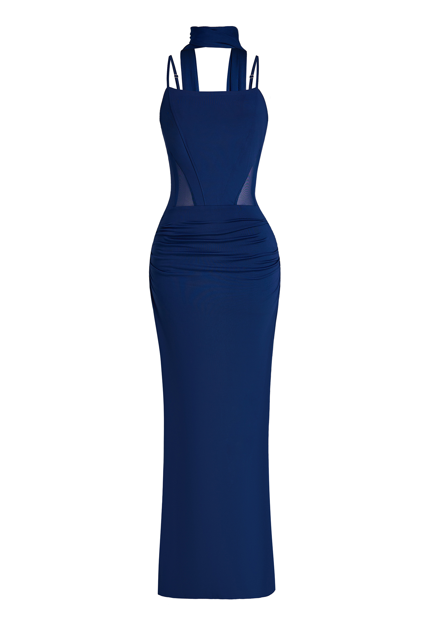 Solid Sleeveless Mesh Maxi Dress