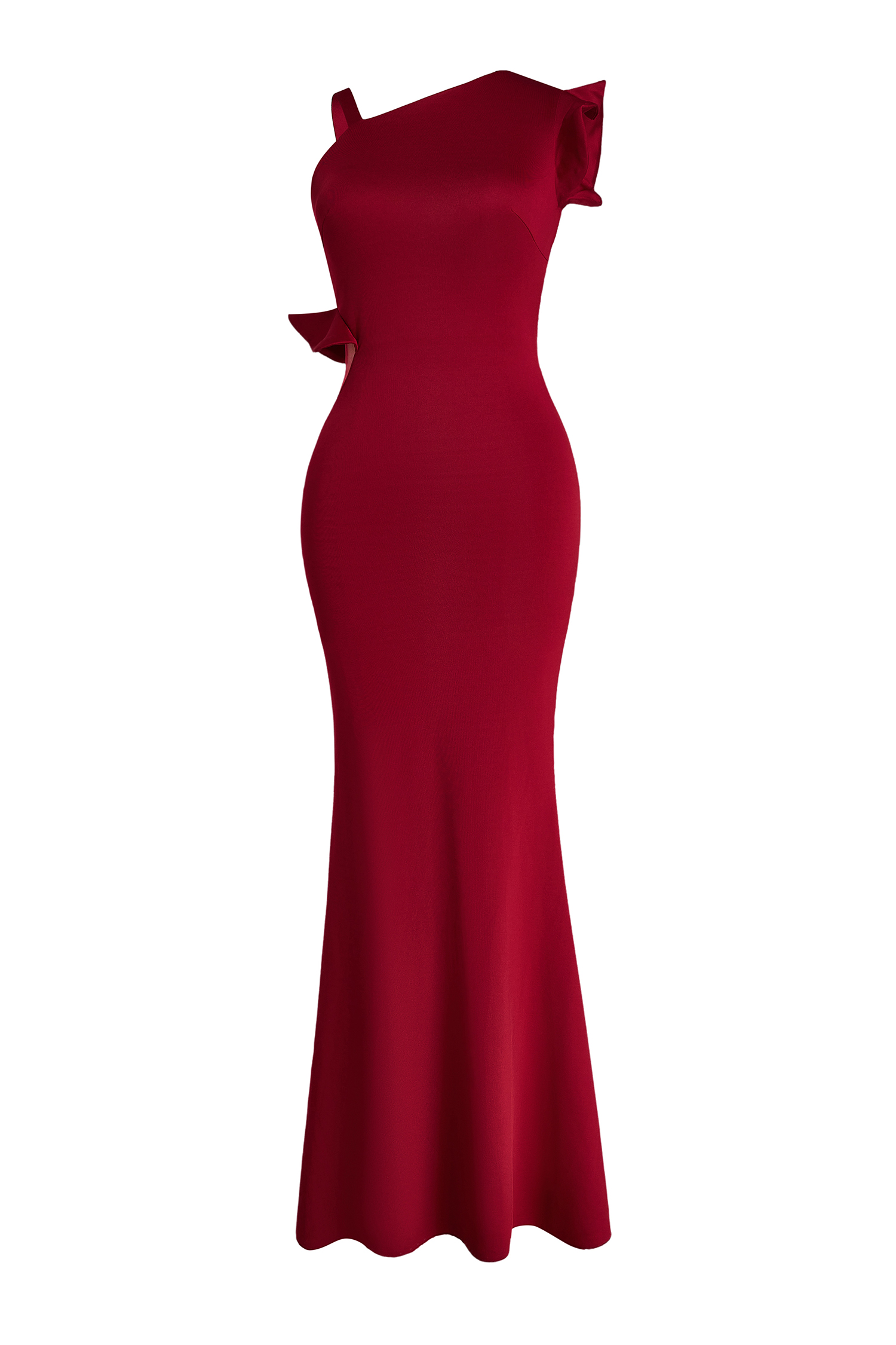 Solid Cut-Out Asymmetrical Neck Maxi Dress