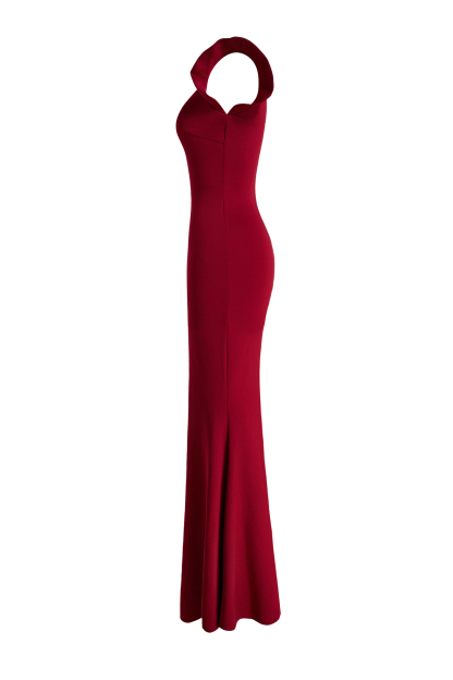 Solid Cut-Out Asymmetrical Neck Maxi Dress