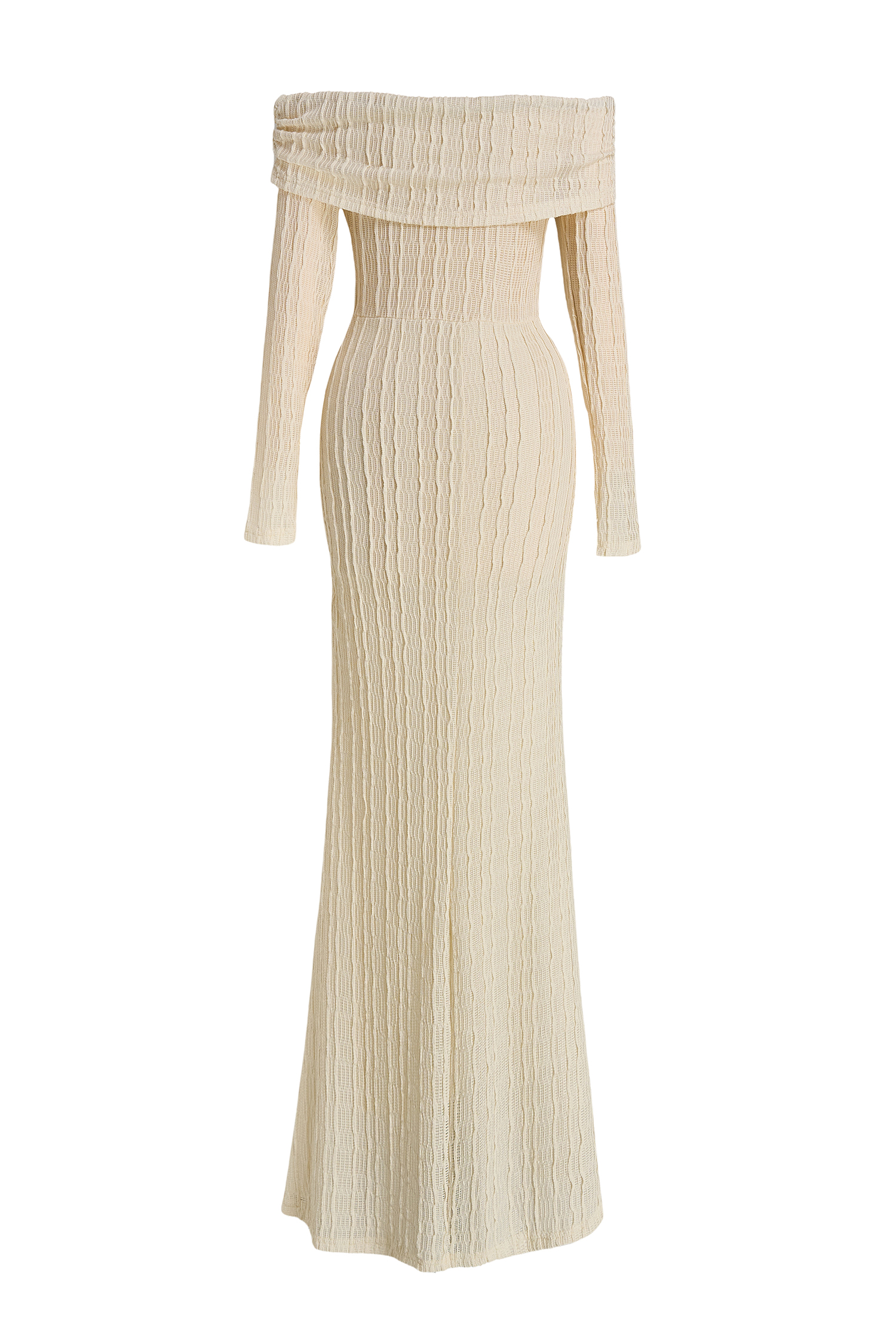 Off-Shoulder Long Sleeve Ruched Maxi Dress