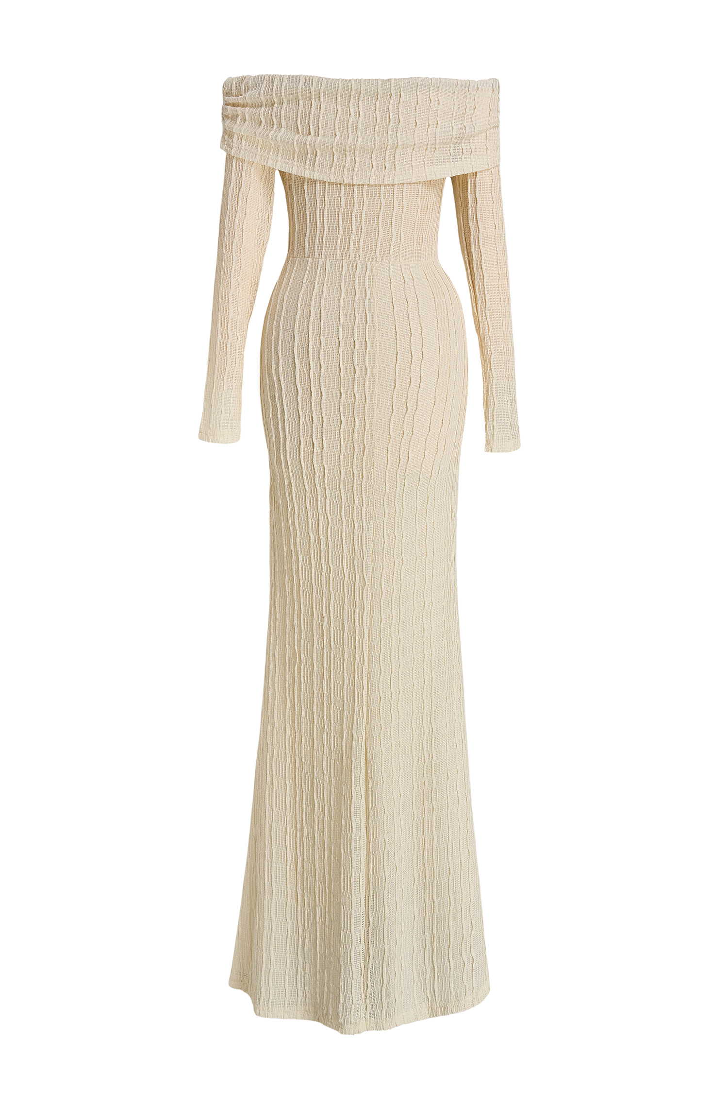 Off-Shoulder Long Sleeve Ruched Maxi Dress