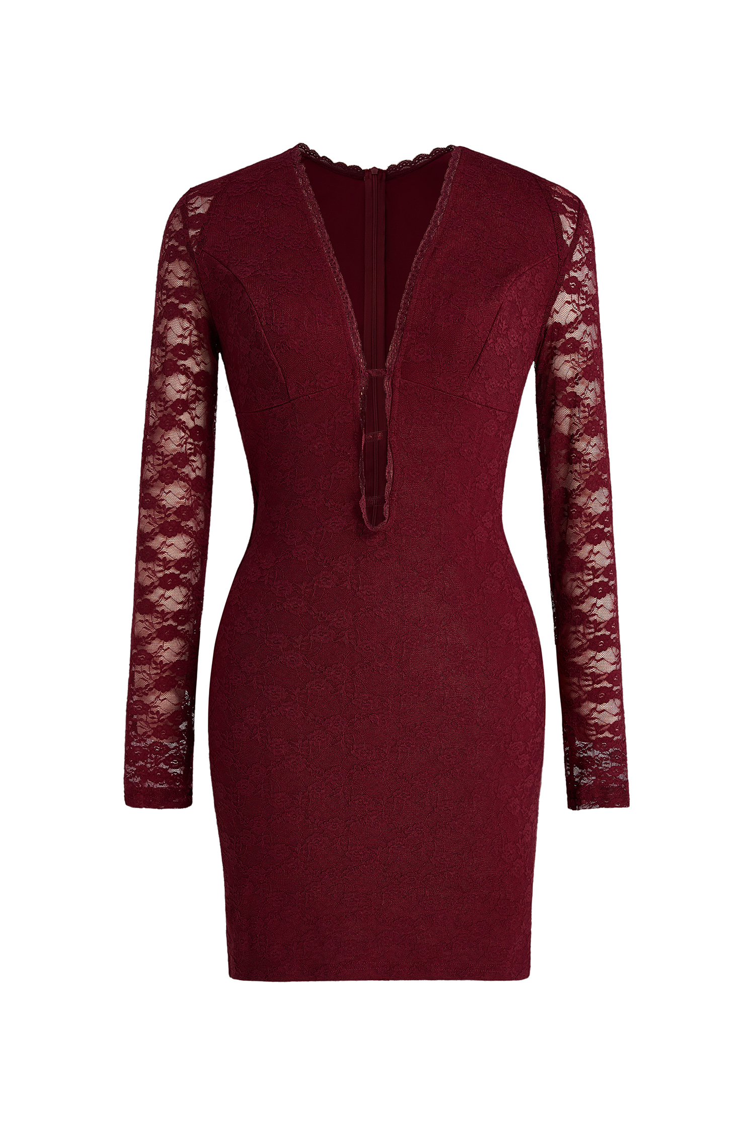 Lace Long Sleeve Cut-Out Mini Dress