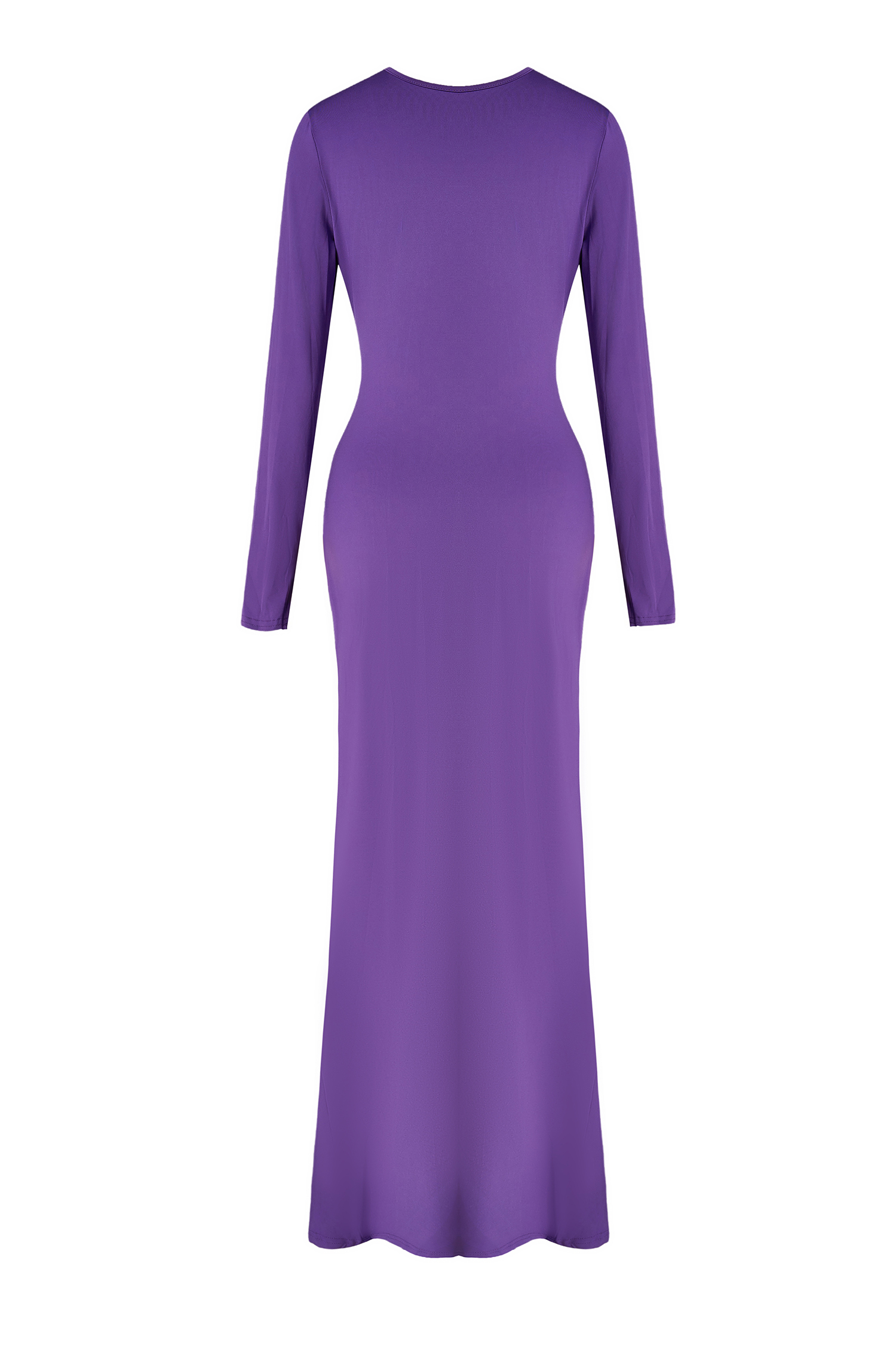 V-Neck Gathering Long Sleeve Maxi Dress