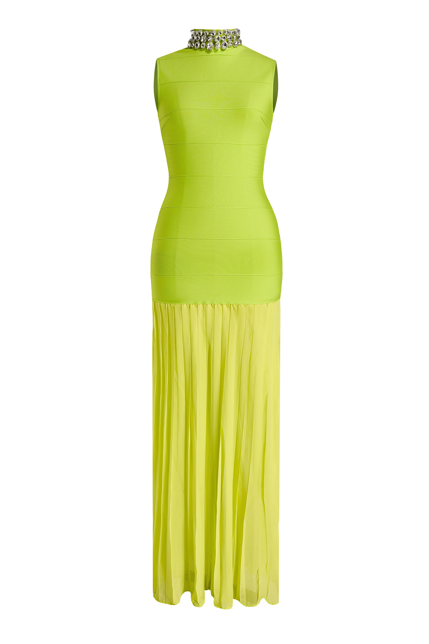 Rhinestone Bandage Splicing Mesh Maxi Dress