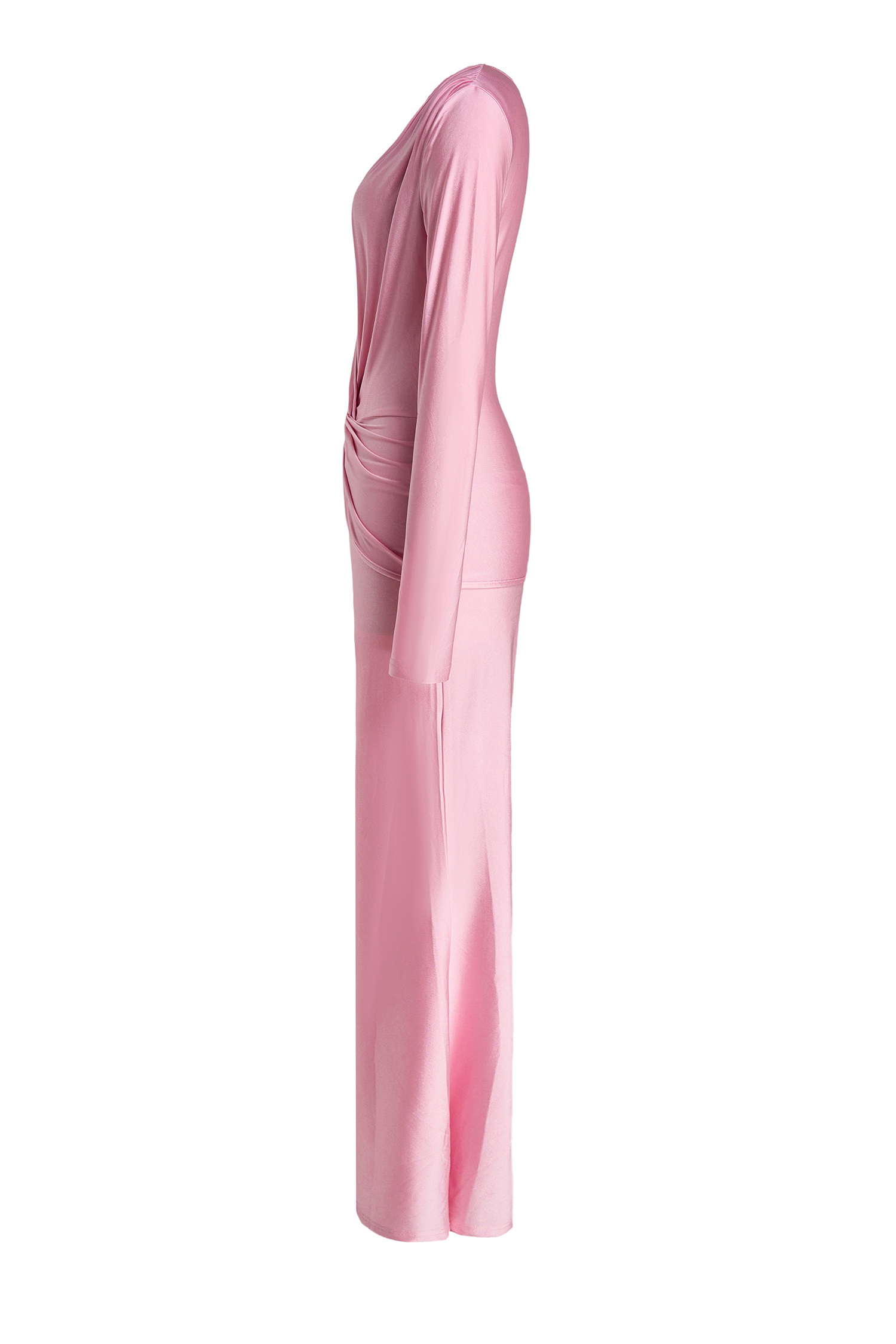 Solid V-Neck Knotted Top & High Waist Pants Set