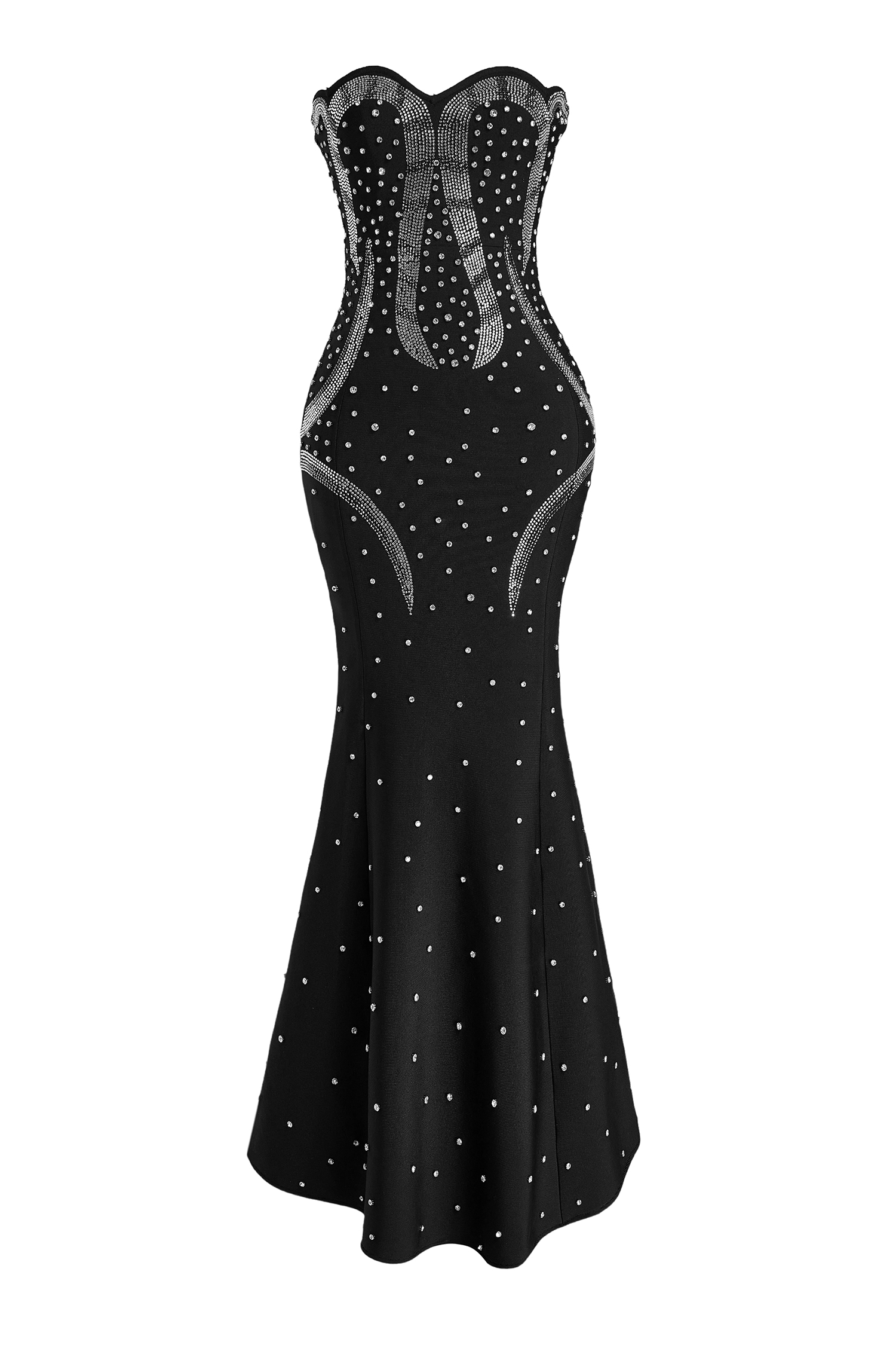 Bandage Off-Shoulder Rhinestone Maxi Dress