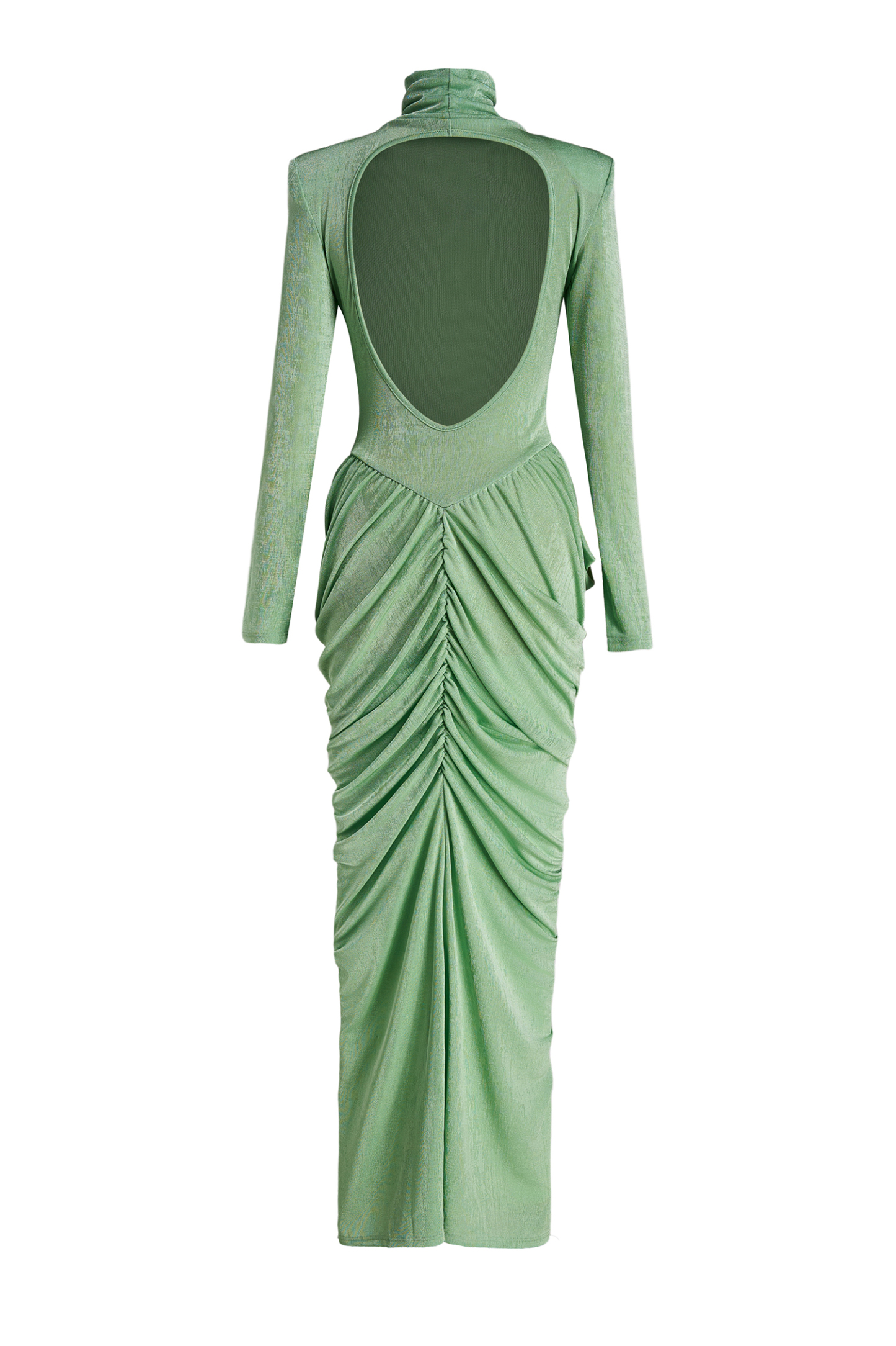 Long Sleeve Backless Gathering Maxi Dress