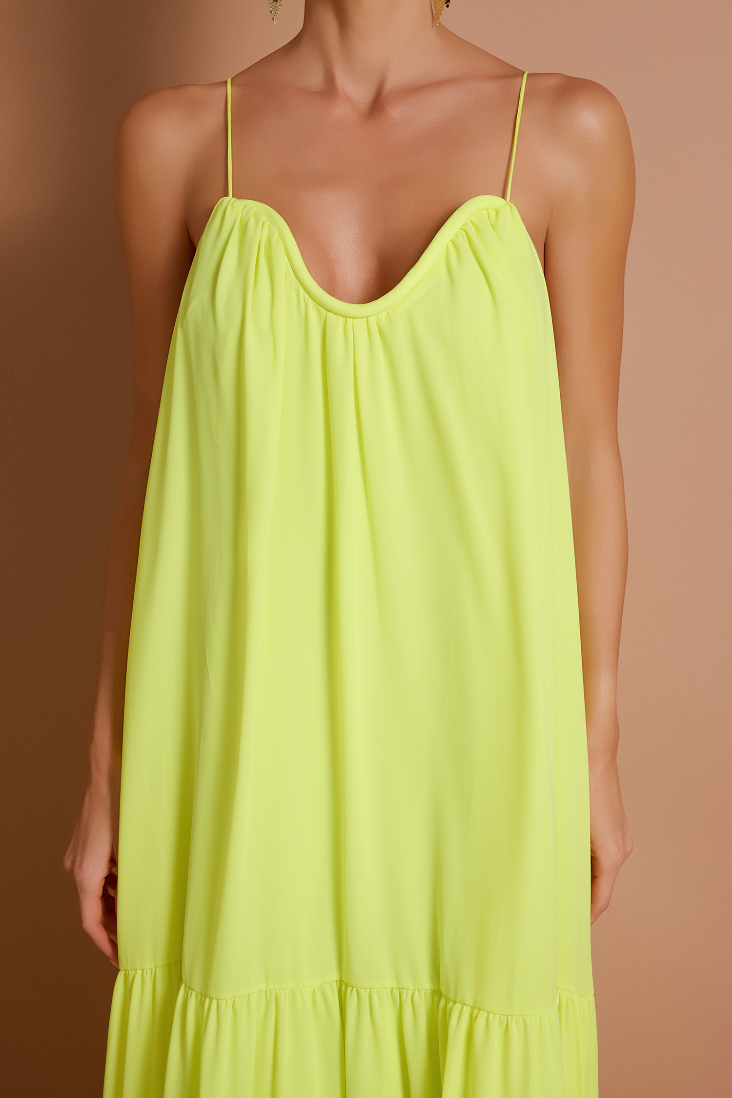 Chiffon Solid Halter Neck Maxi Dress