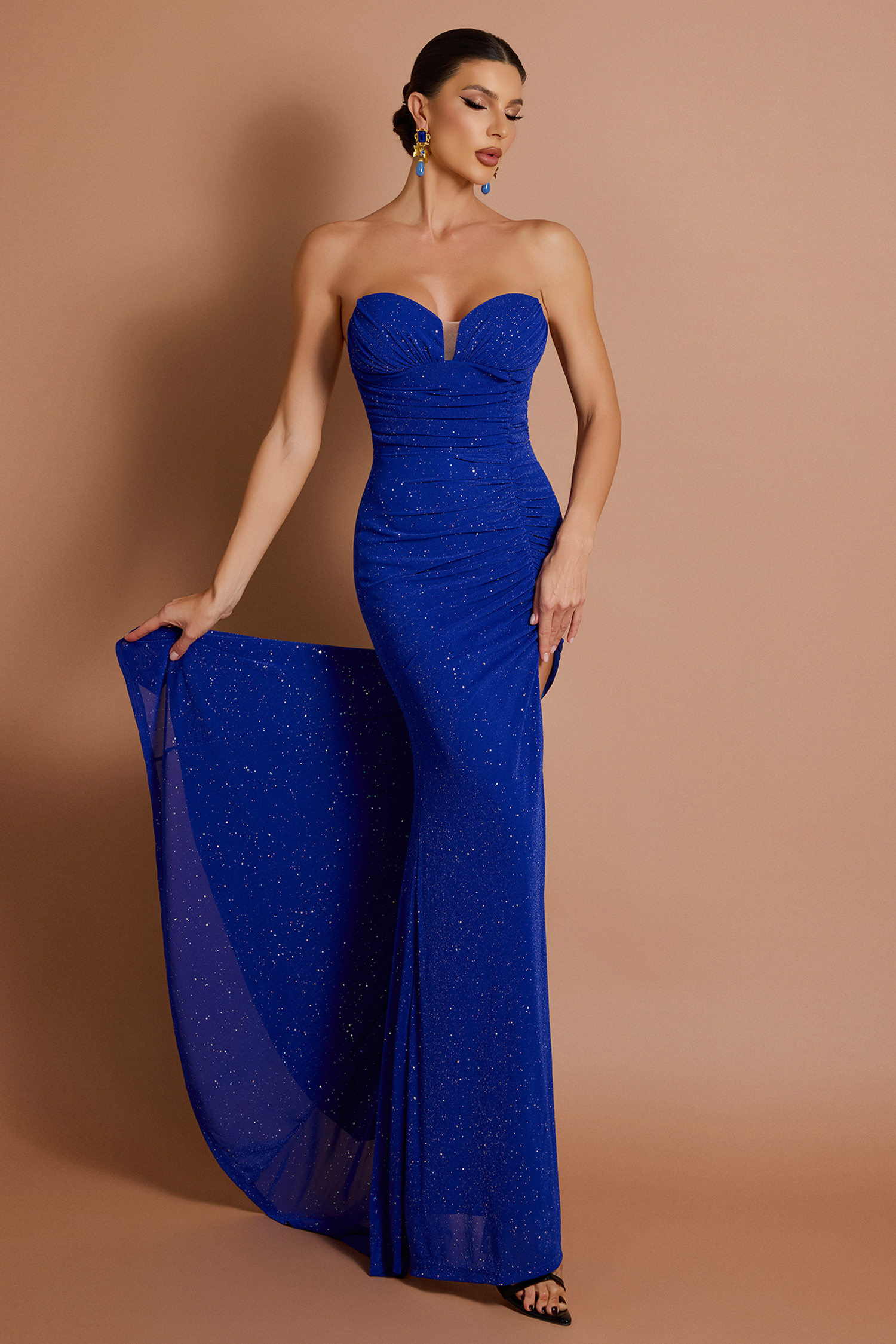 Luxury Off-Shoulder Slit Maxi Dress