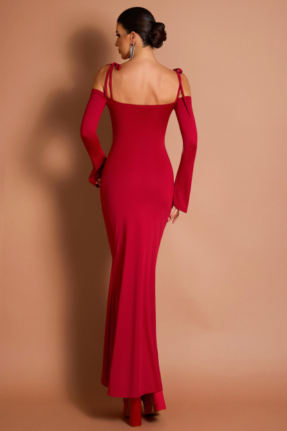 Solid Cut-Out Tie-Up Maxi Dress