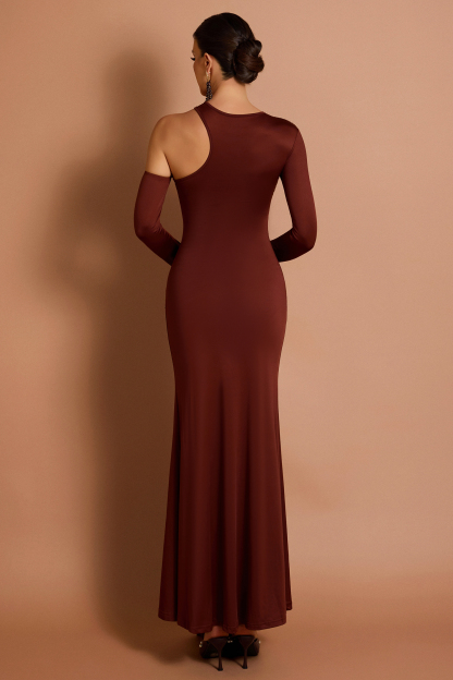 Solid Knotted Cut-Out Gathering Maxi Dress