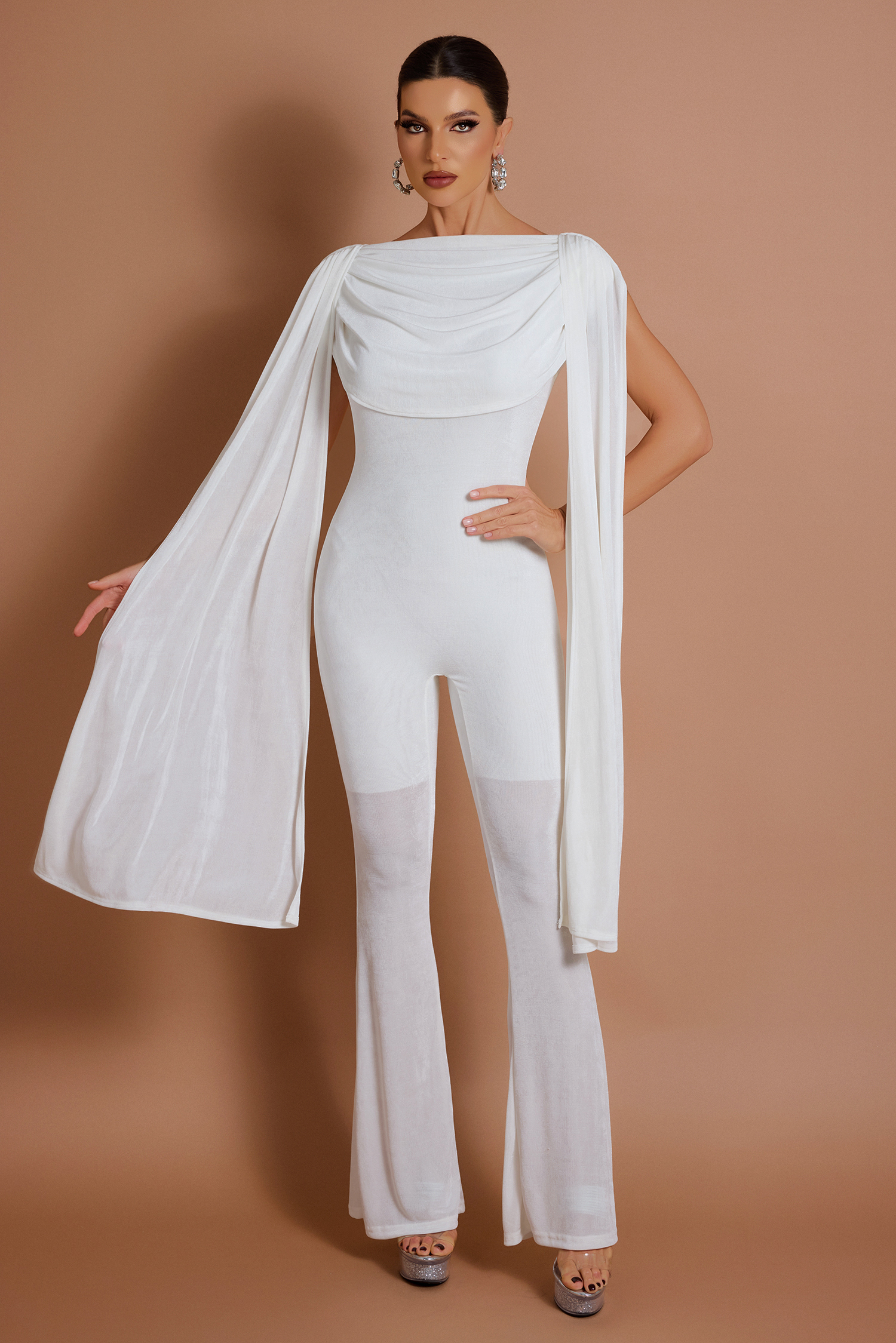 Solid Swing Collar Bell Jumpsuit