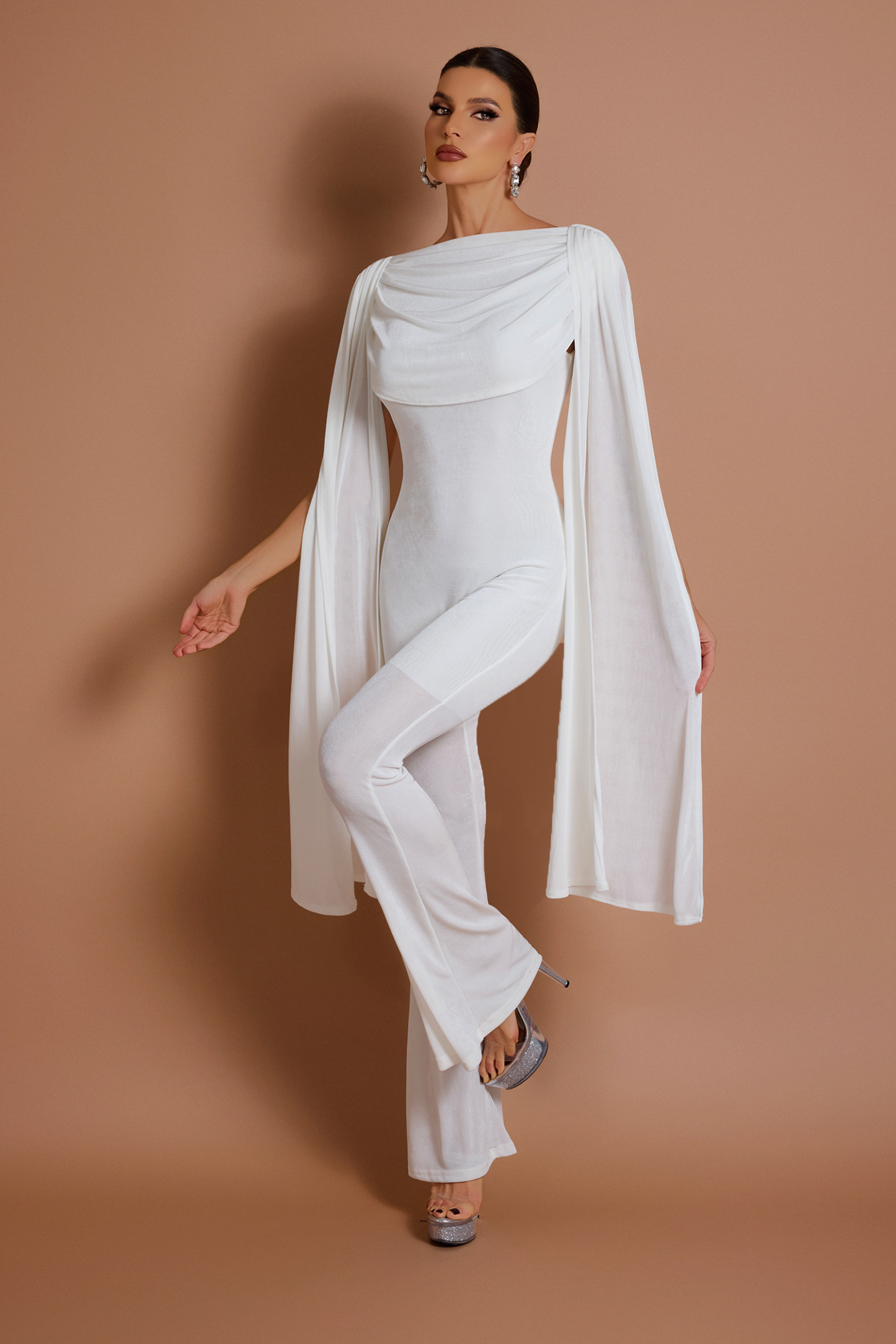 Solid Swing Collar Bell Jumpsuit