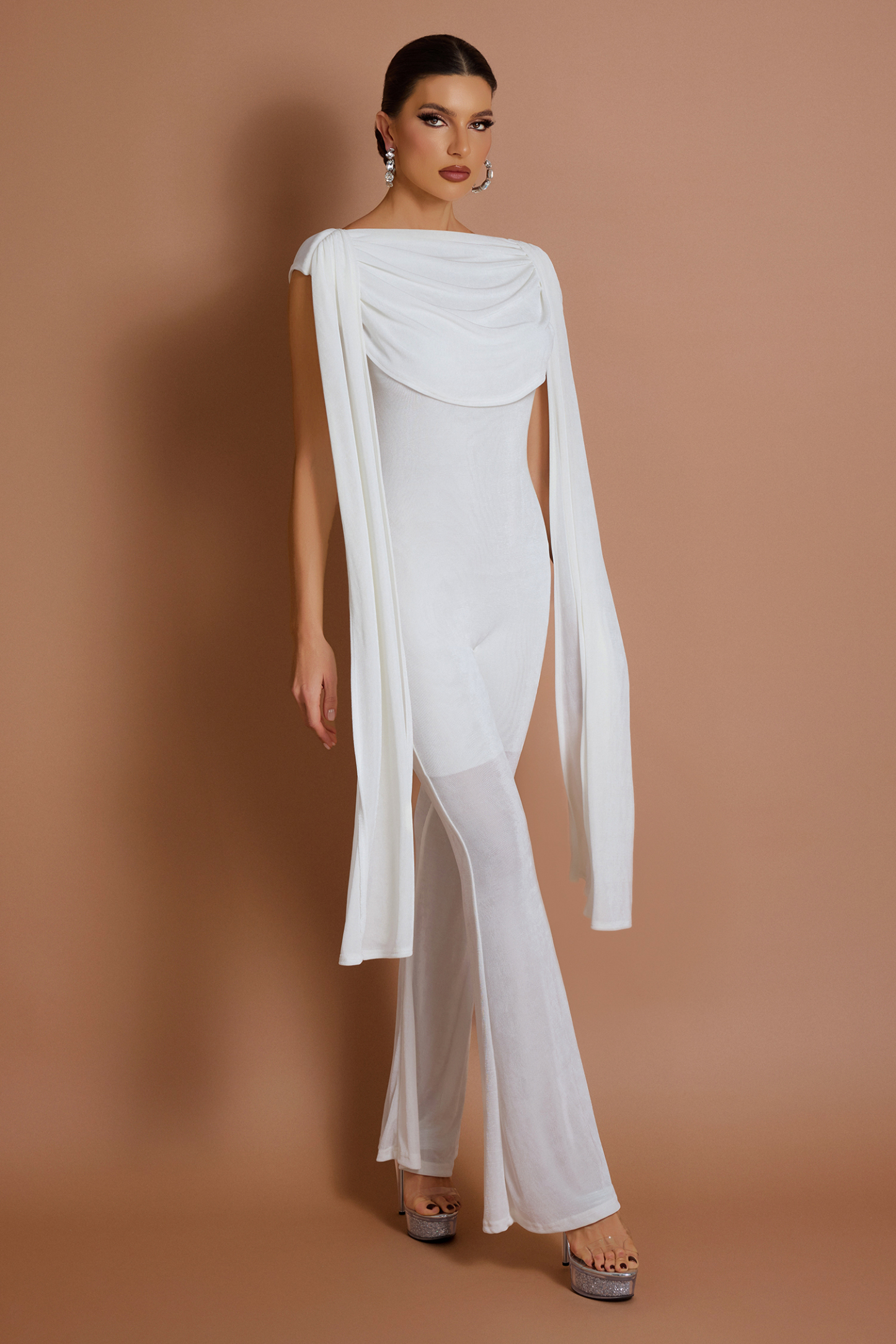 Solid Swing Collar Bell Jumpsuit