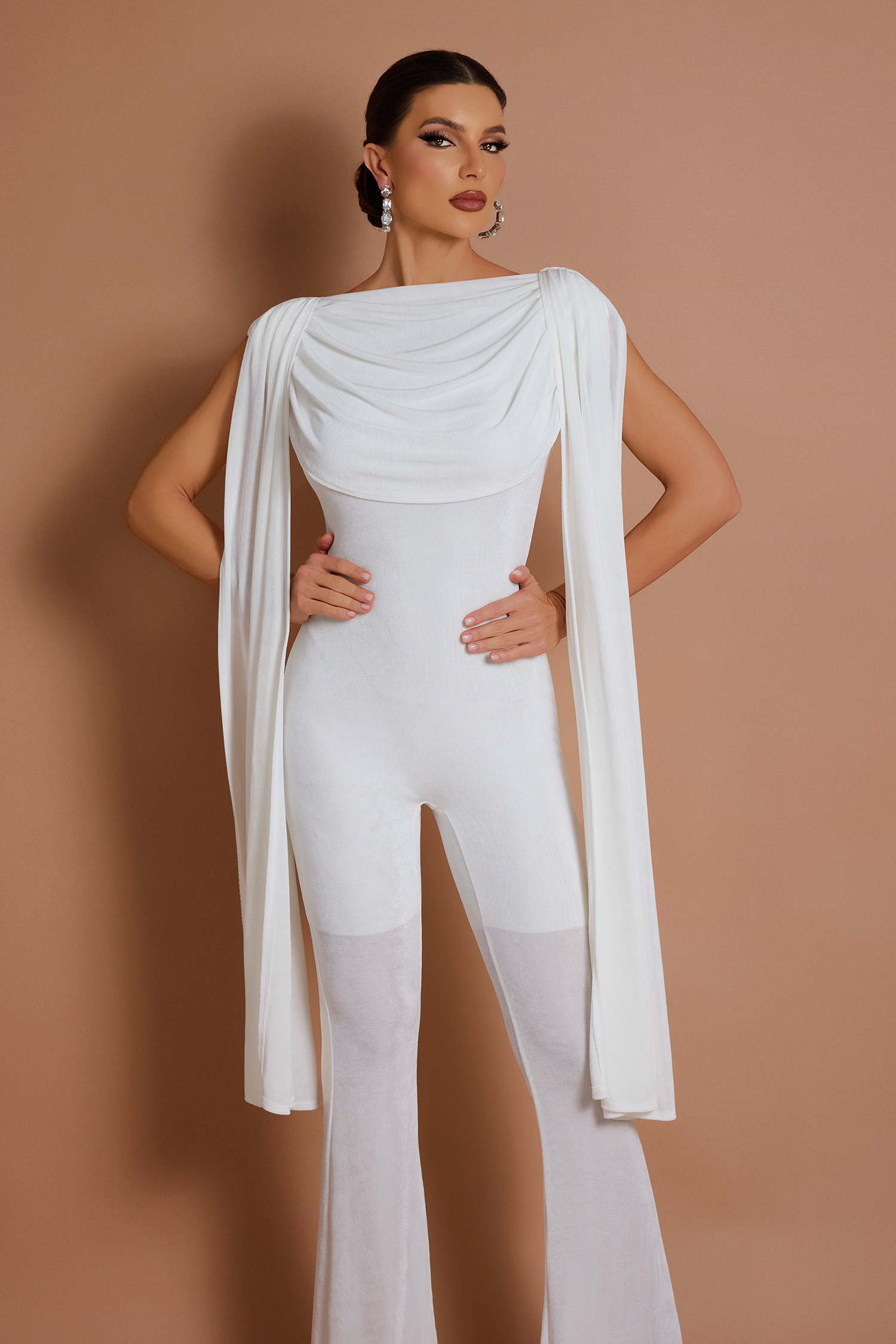 Solid Swing Collar Bell Jumpsuit