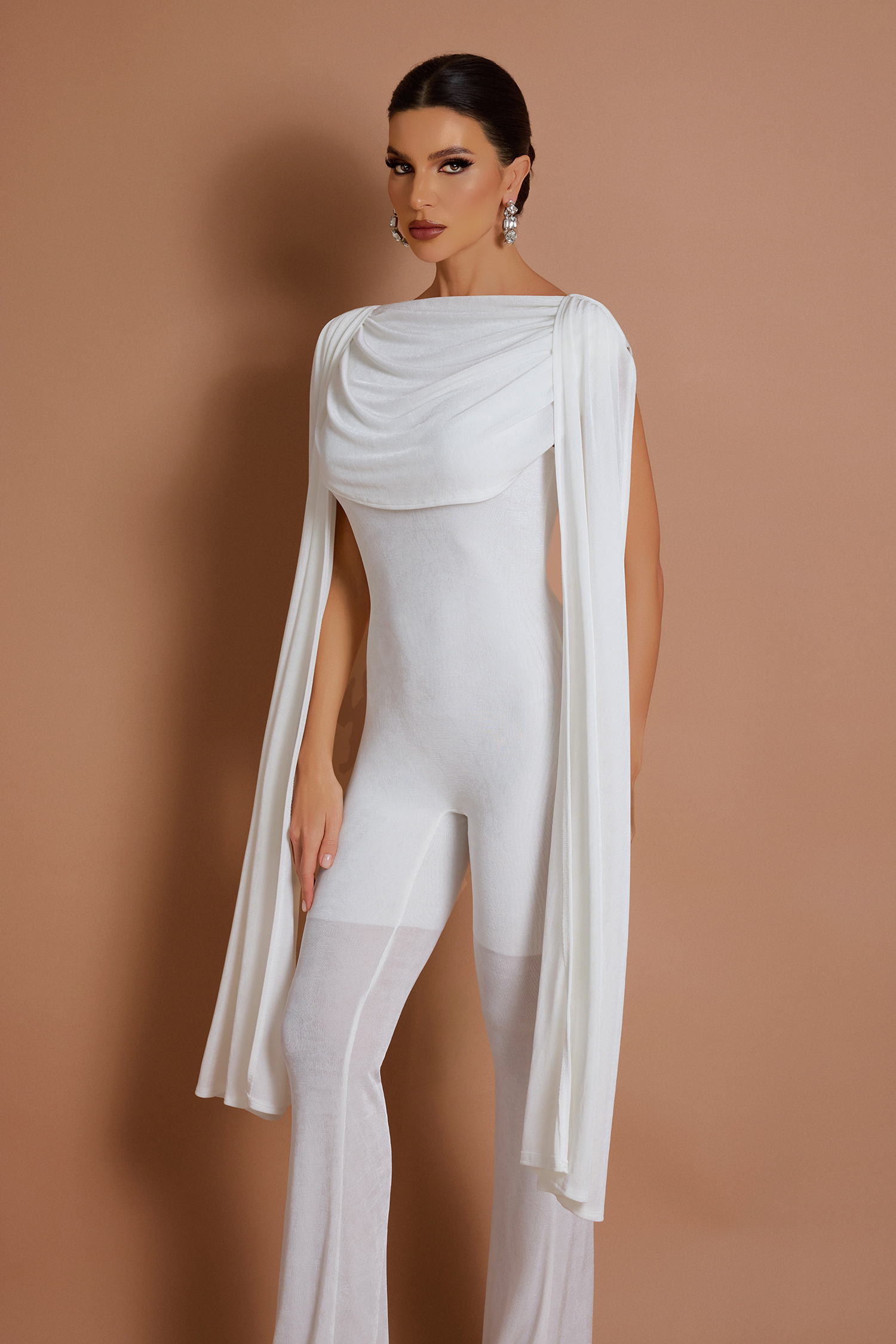 Solid Swing Collar Bell Jumpsuit