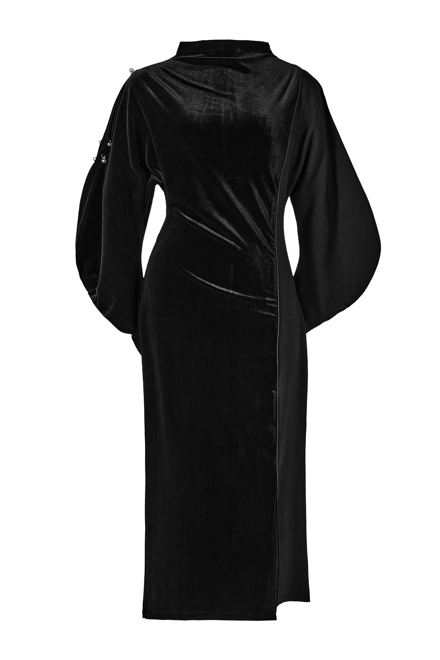 Velvet Metal Decorations Long Sleeve Maxi Dress