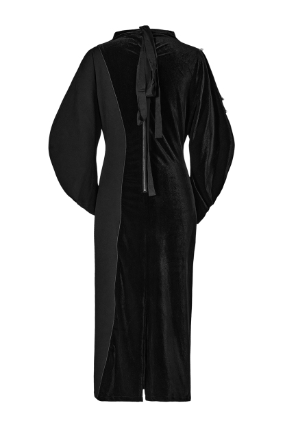 Velvet Metal Decorations Long Sleeve Maxi Dress