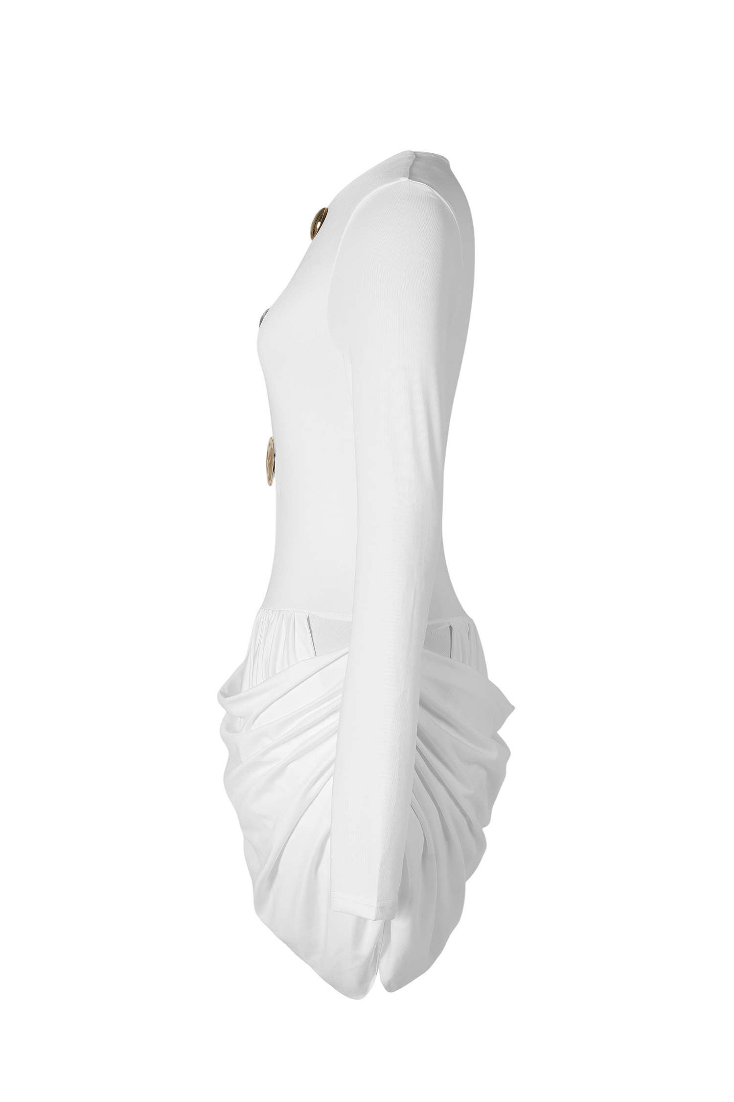 Solid Gathering Cut-Out Mini Dress