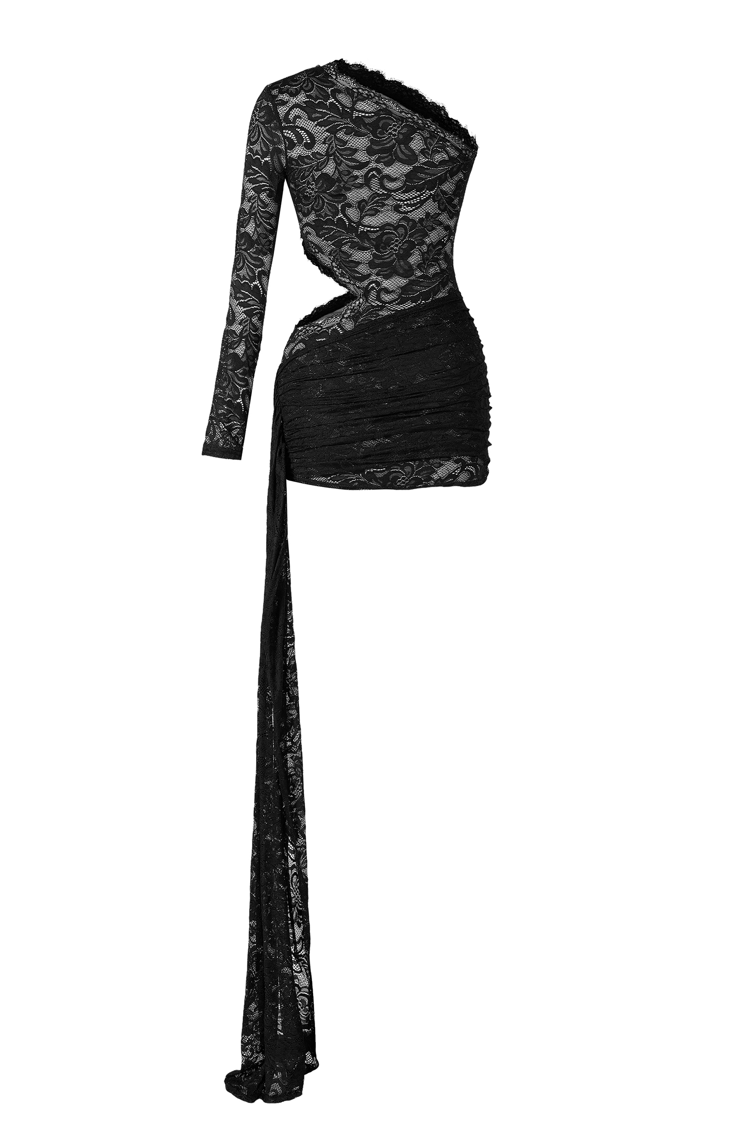 Lace Cut-Out One Shoulder Mini Dress