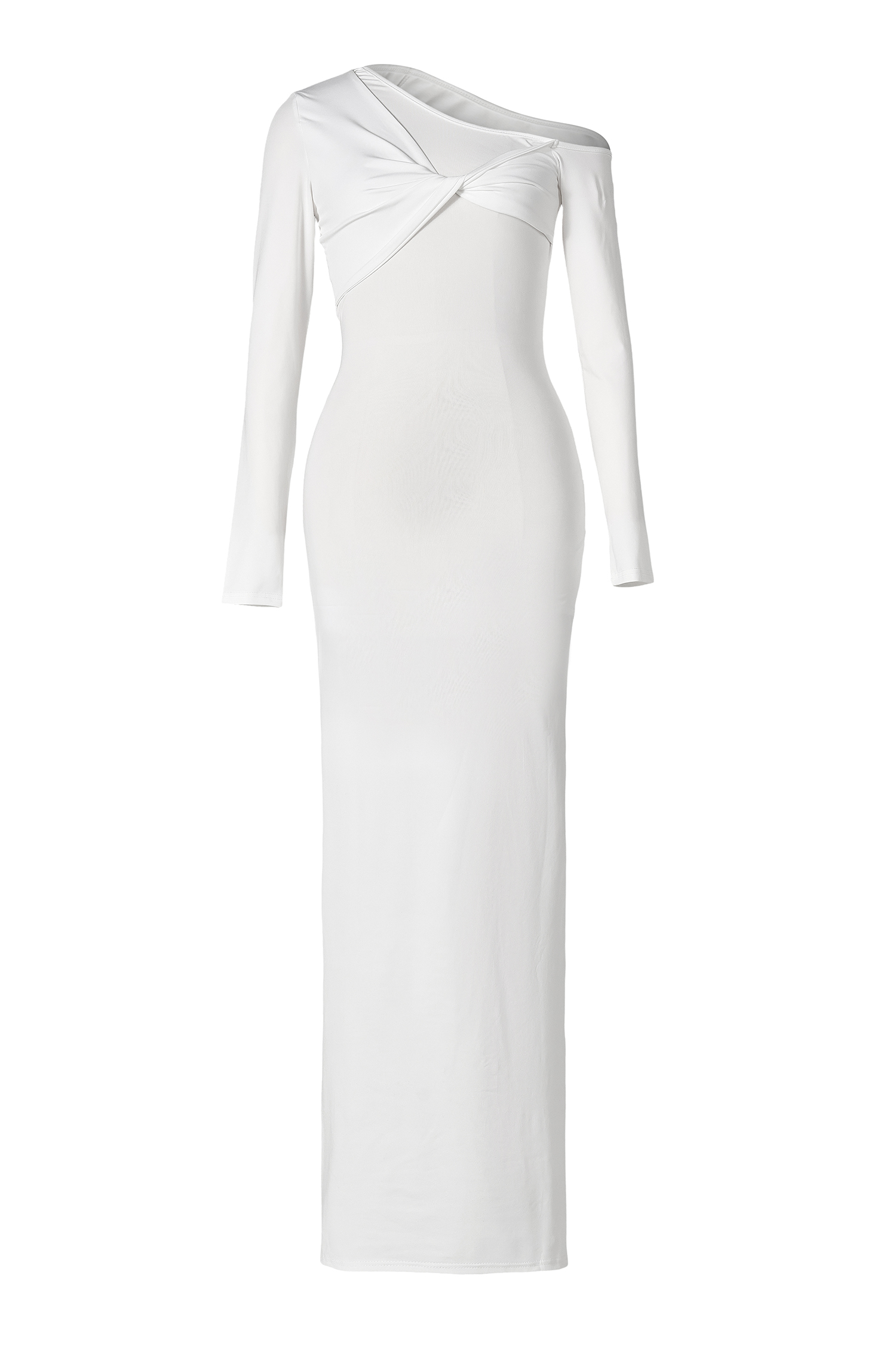 Solid Knotted Long Sleeve Maxi Dress