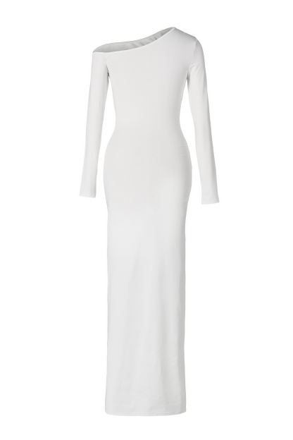 Solid Knotted Long Sleeve Maxi Dress