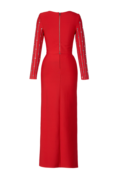 Bandage Rhinestone Top & Low Waist Maxi Skirt Set