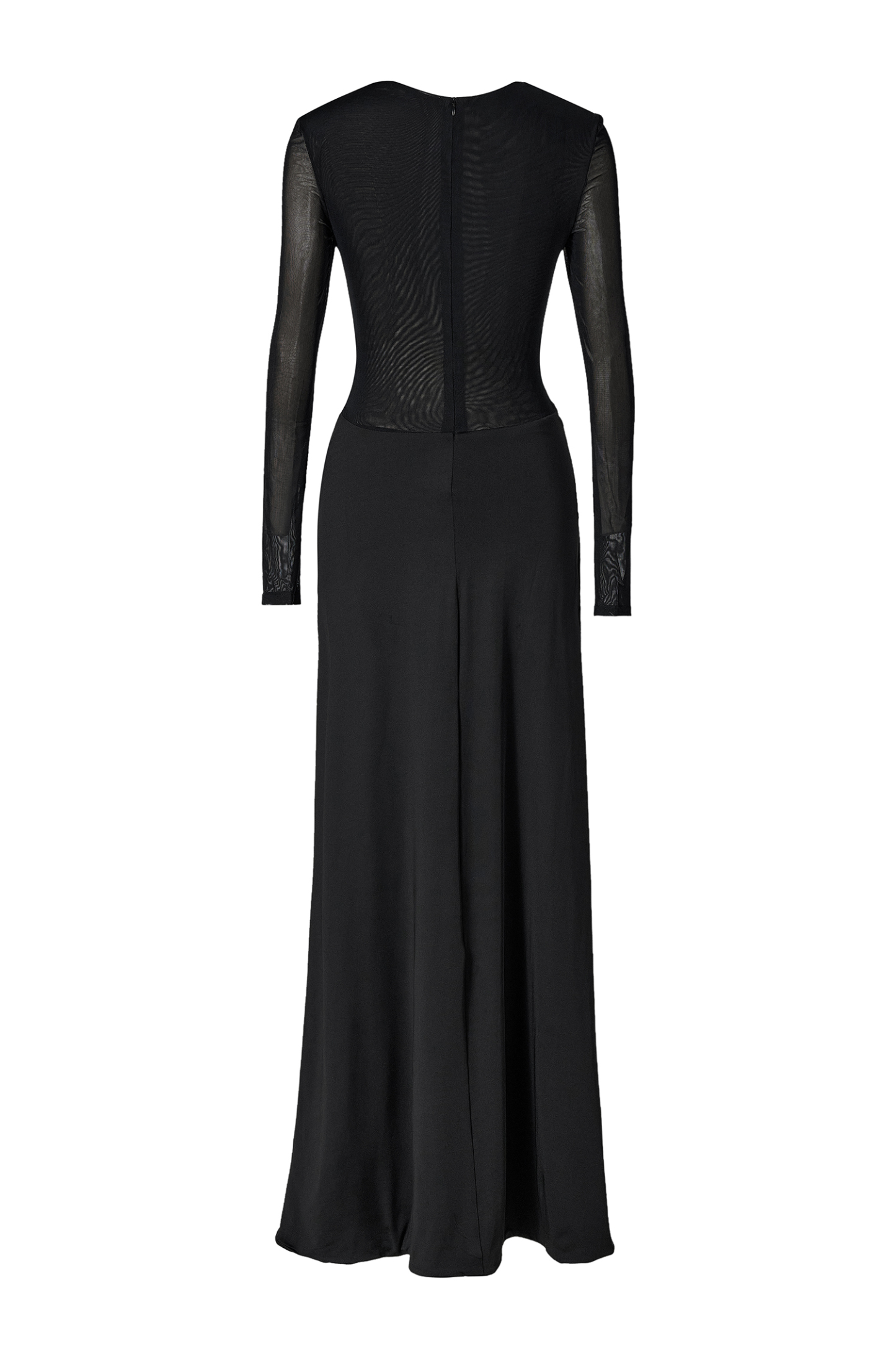 Mesh Bow Cut-Out Slit Midi Dress