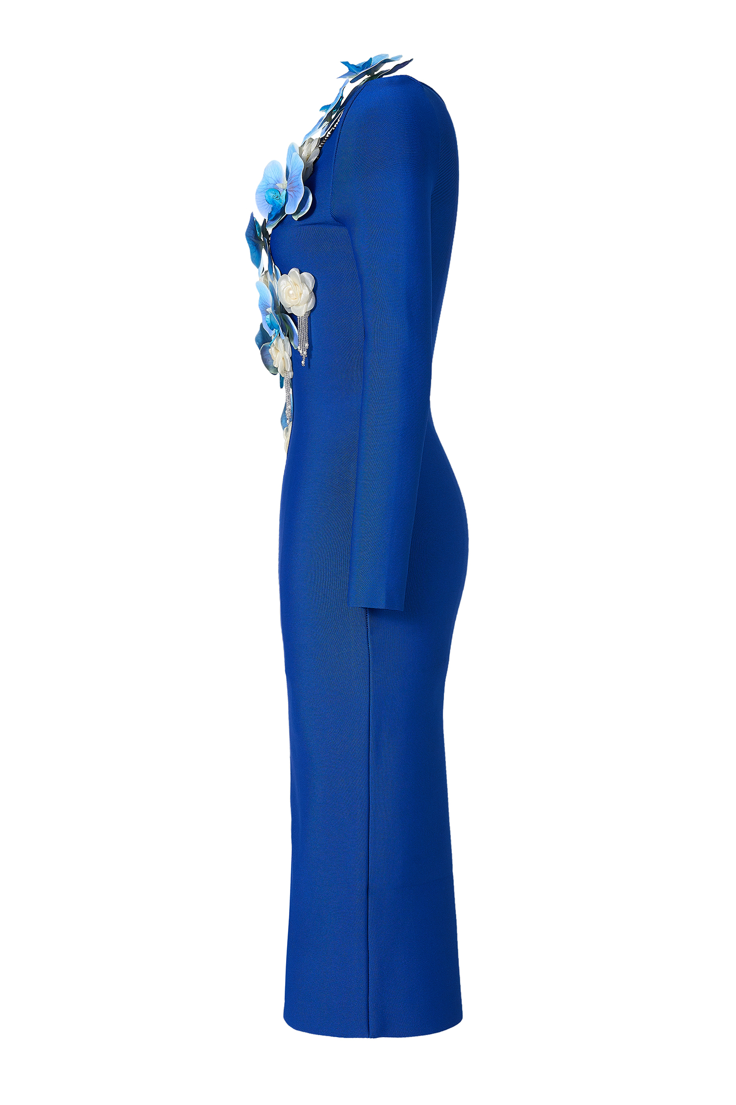 Bandage 3D Flower Slit Midi Dress