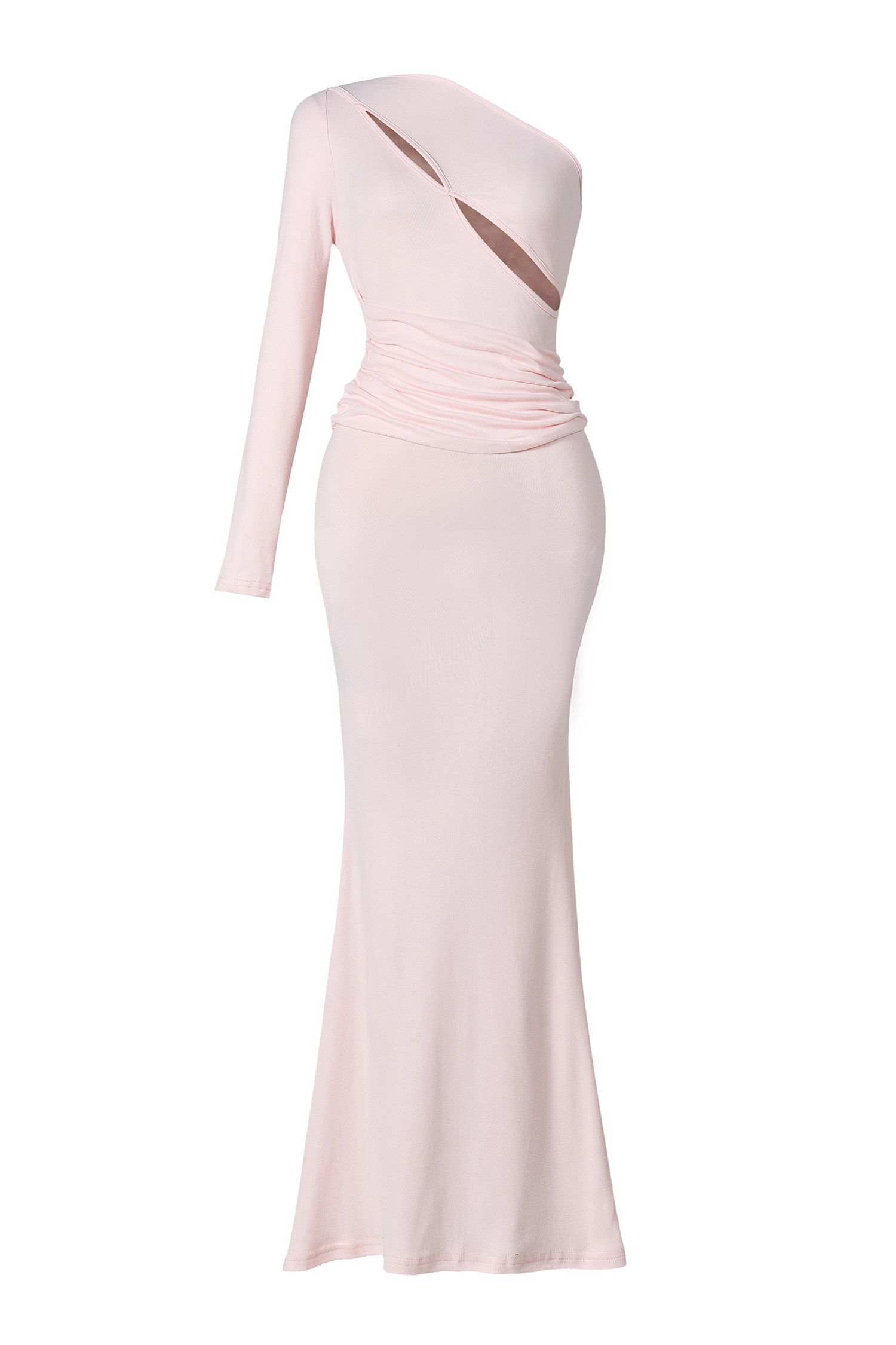 Solid One Shoulder Cut-Out Maxi Dress
