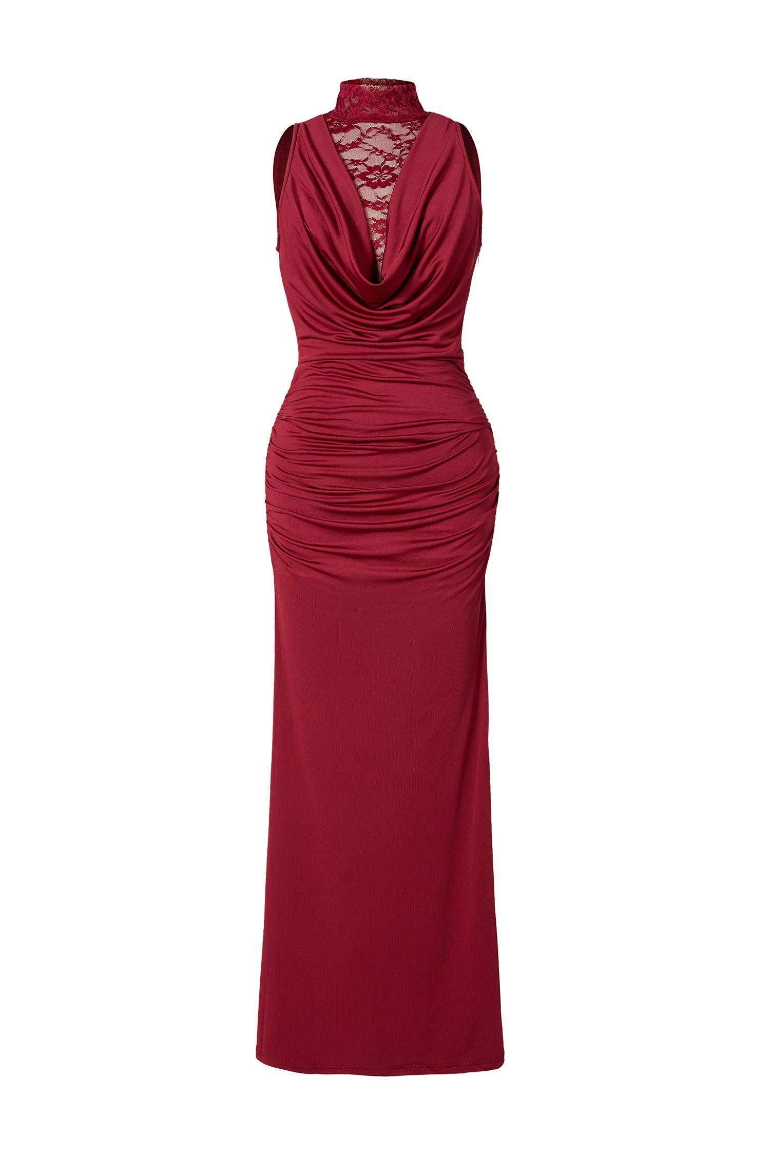 Lace Splicing Jersey Halter Neck With Gloves