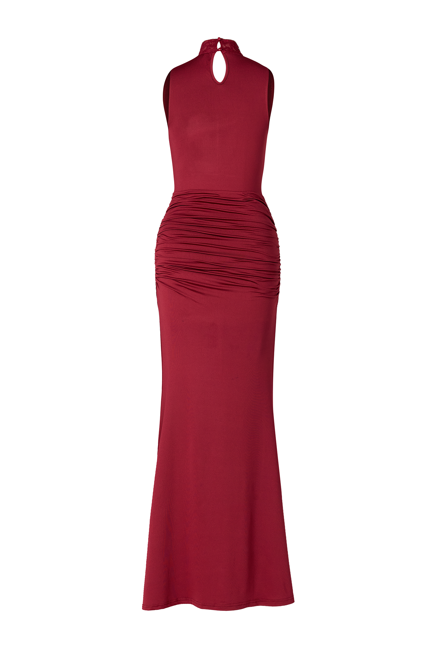 Lace Splicing Jersey Halter Neck With Gloves