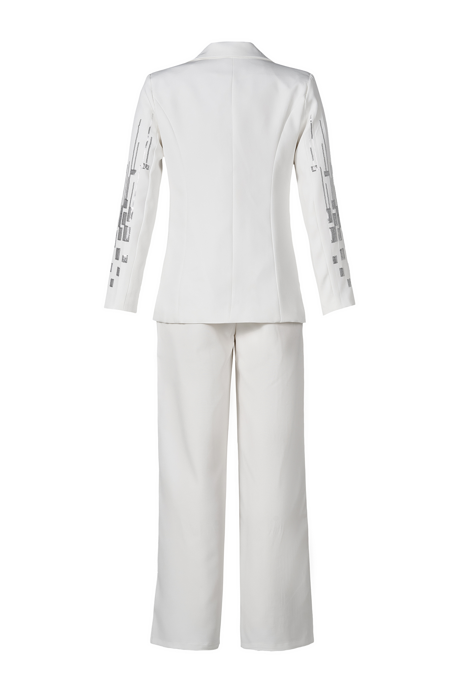 Sequin Tailored Collar Blazer & Mid Waist Pants Set