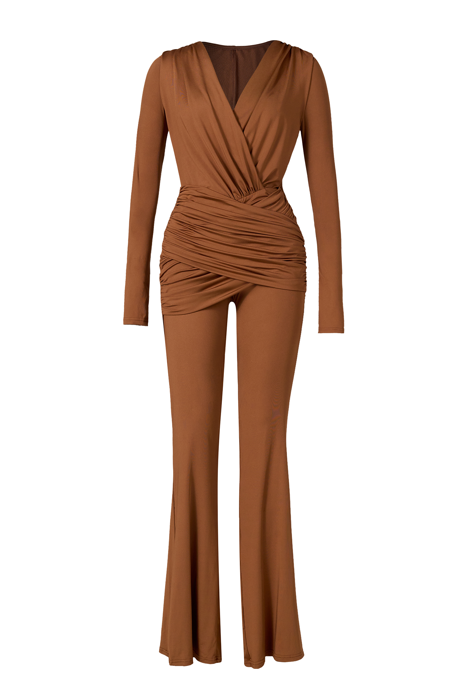 Long Sleeve V-Neck Hight Waist Jumpsuit
